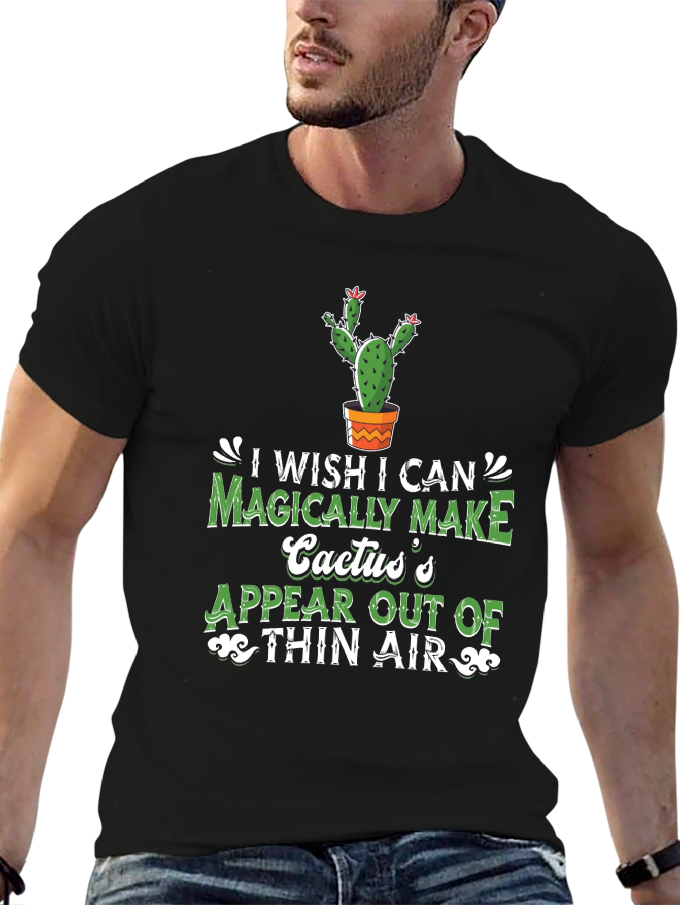 Black Magical Cactus T-Shirt: Funny Graphic Tee view 6
