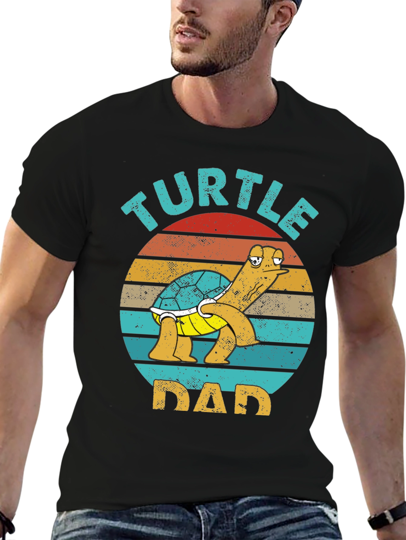 Black Turtle Dad Graphic Tee - Fun Father's Day T-Shirt view 6