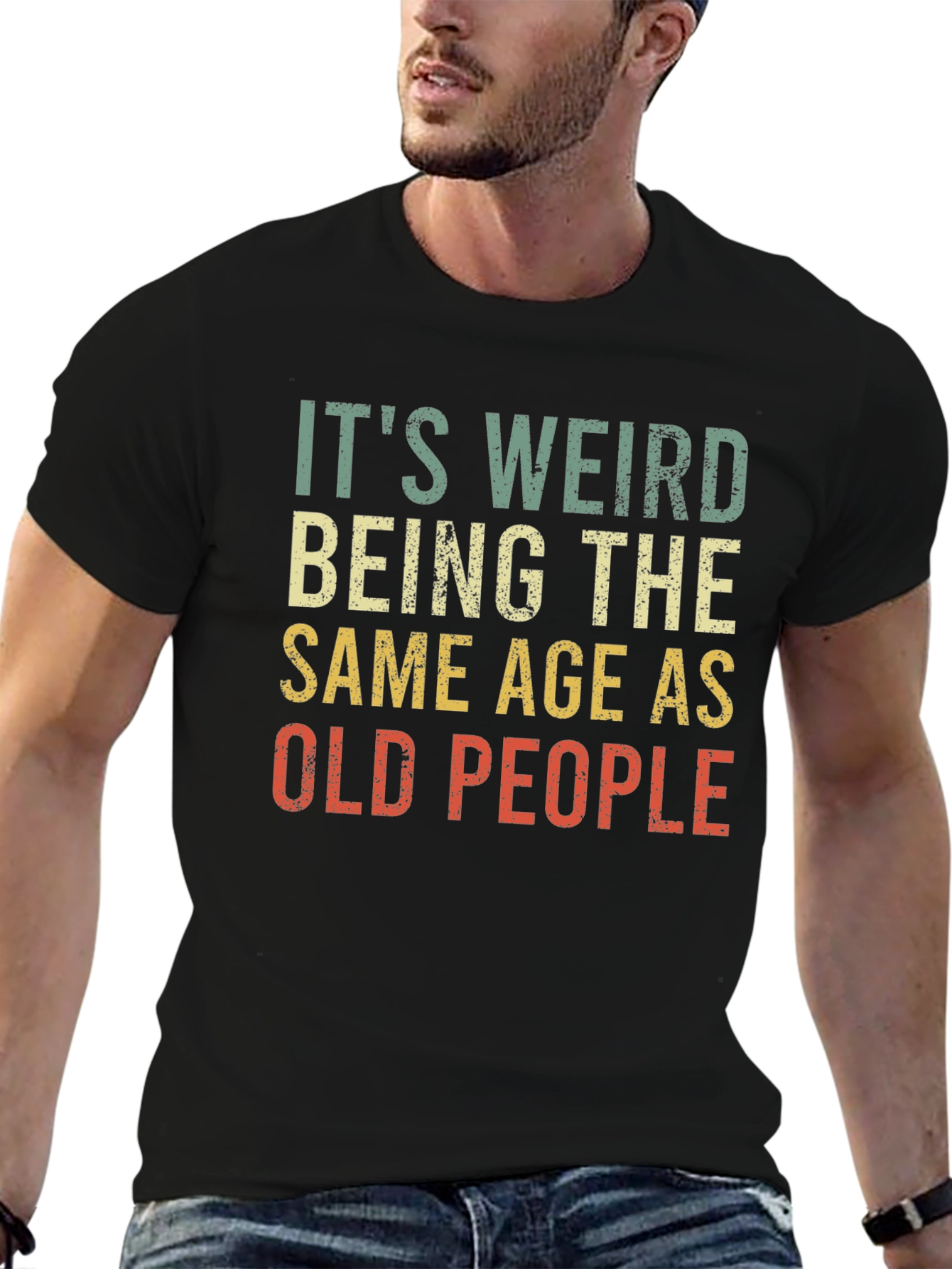 Black Funny "Old People" Graphic T-Shirt view 6