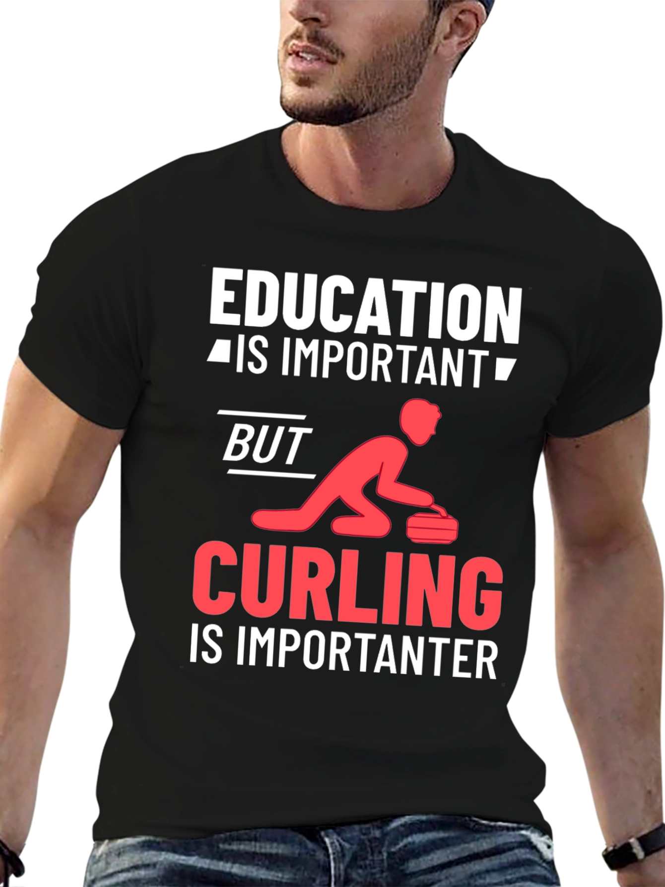 Black Education vs Curling T-Shirt view 6