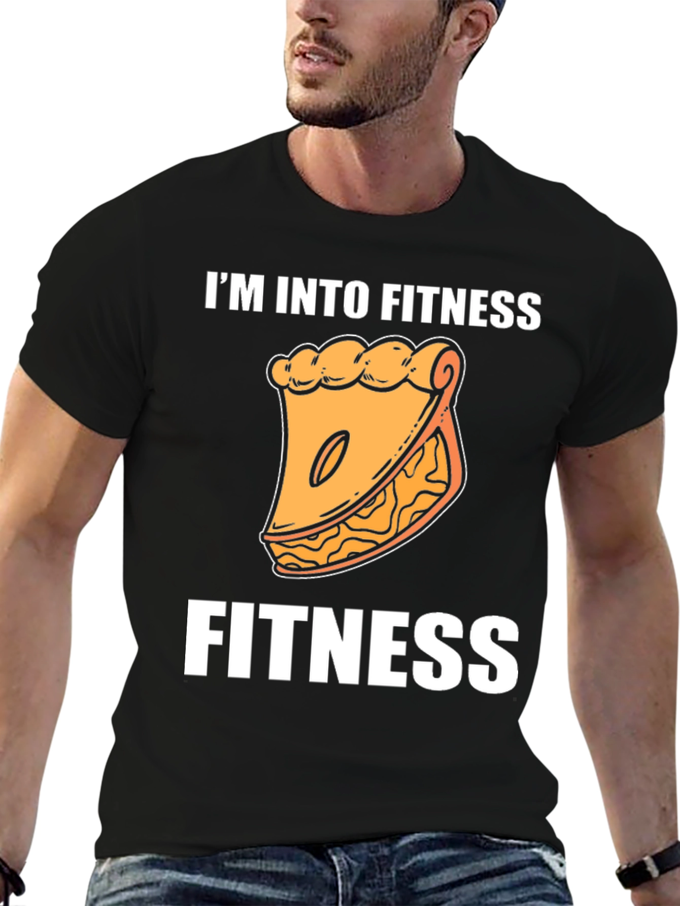 Black Fitness Pie T-Shirt - I'm Into Fitness Funny Tee view 6