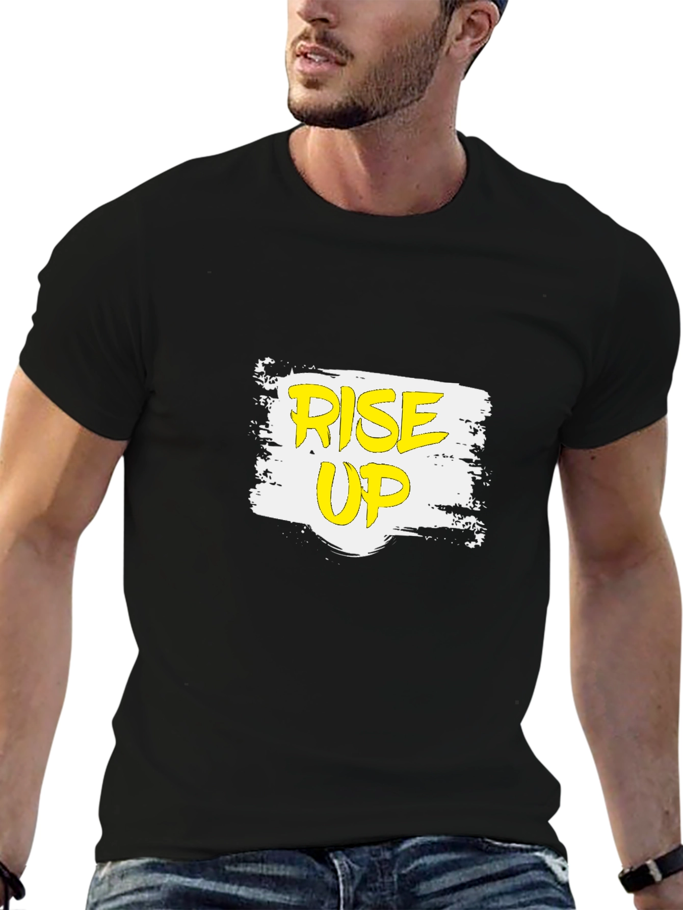 Black Rise Up Graphic T-Shirt - Black Casual Tee view 6