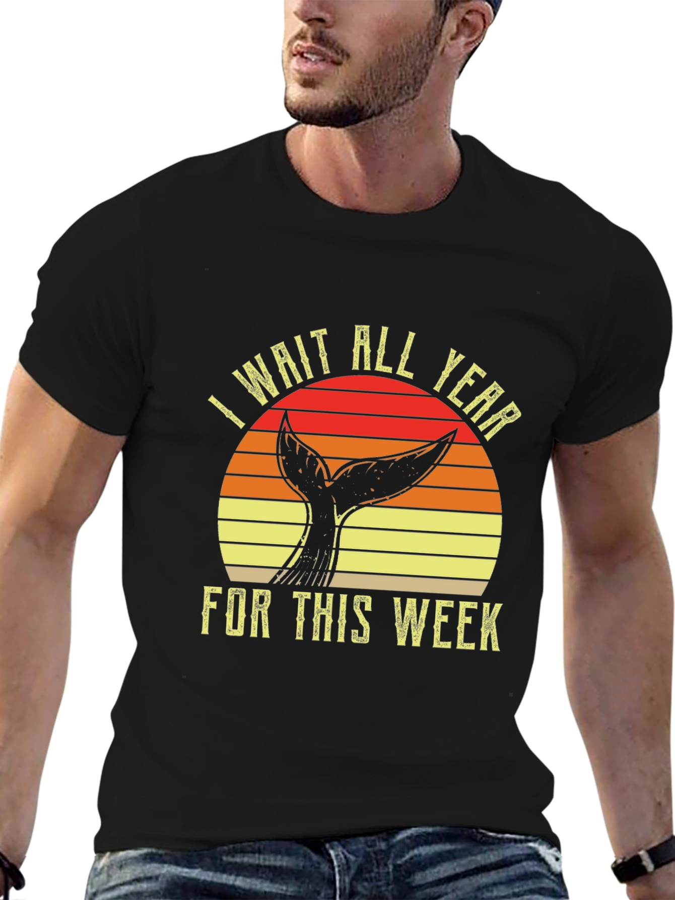 Black Whale Tail T-Shirt - I Wait All Year For This Week view 6