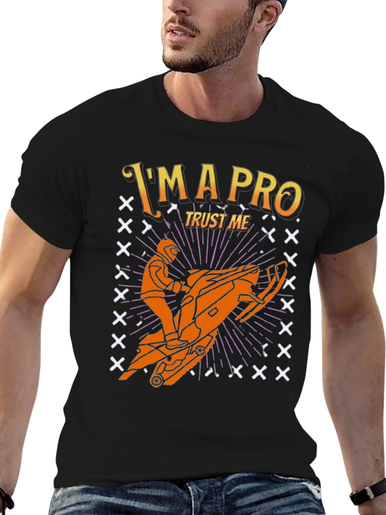 Black I'm A Pro Snowmobile T-Shirt view 6