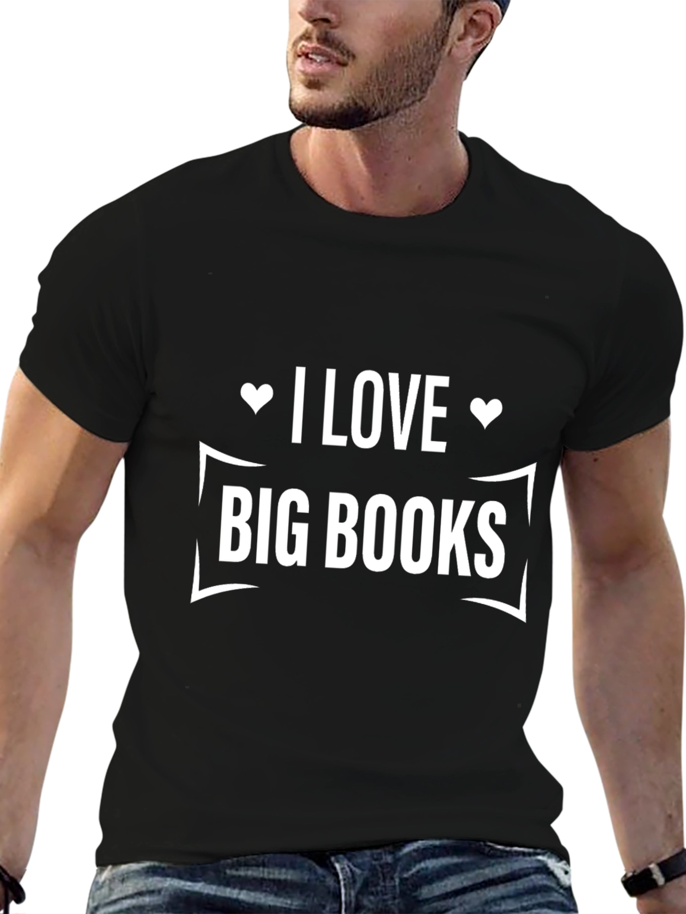 Black I Love Big Books Graphic Tee Shirt view 6