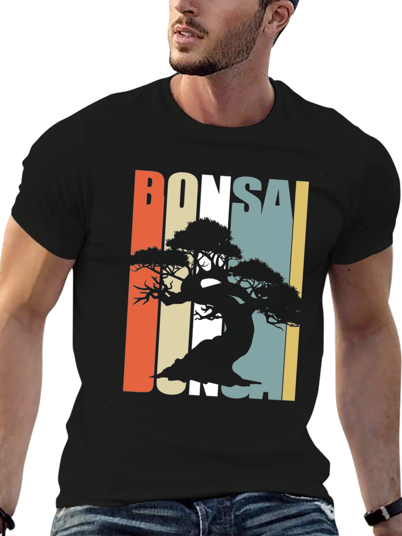 Black Bonsai Silhouette Graphic Tee - Retro Style view 6