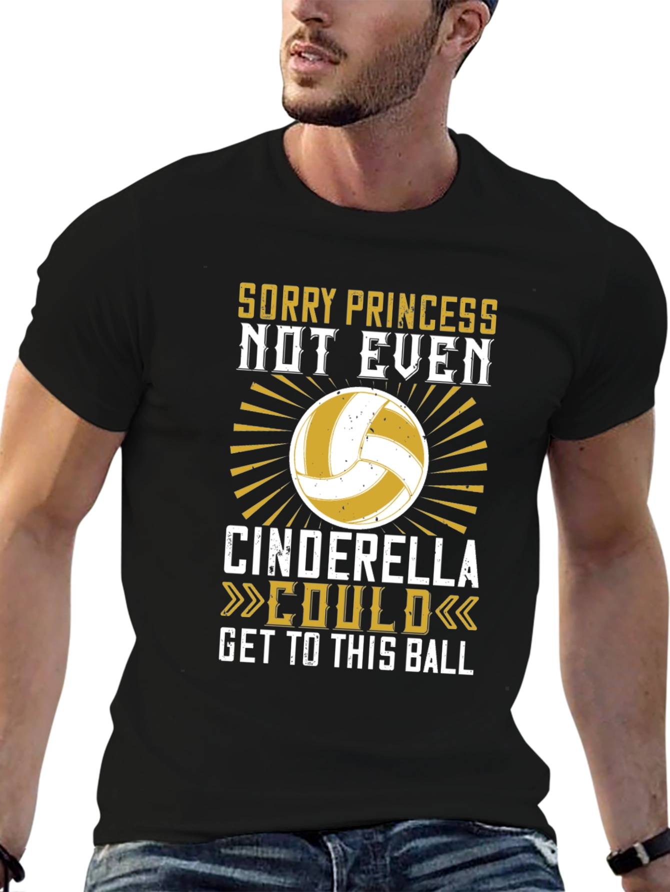 Black Volleyball T-Shirt - Sorry Princess Cinderella Could view 6