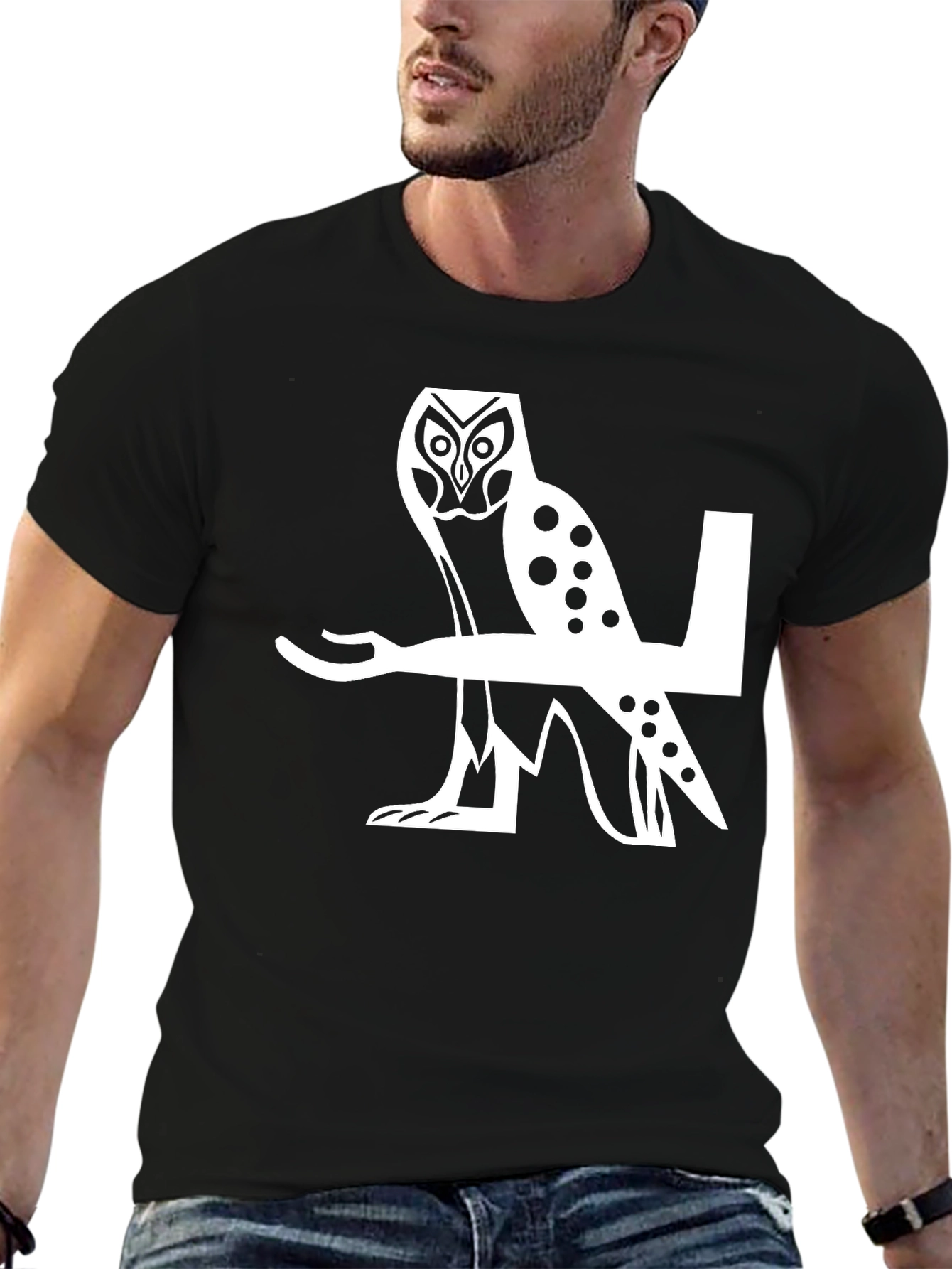 Black Owl Graphic Tee - Cool Bird Design view 6