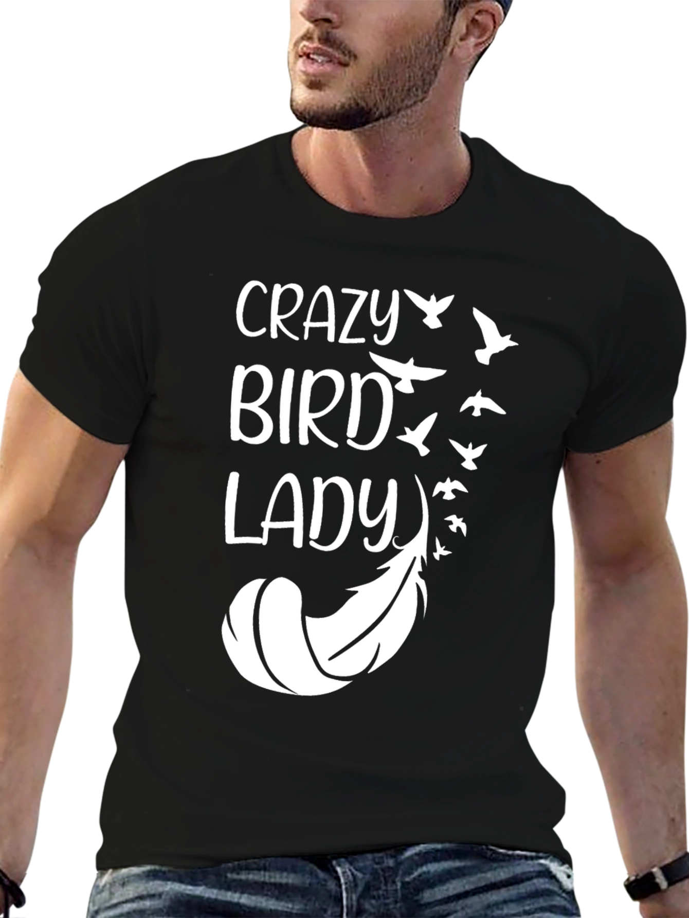 Black Crazy Bird Lady Graphic Tee view 6