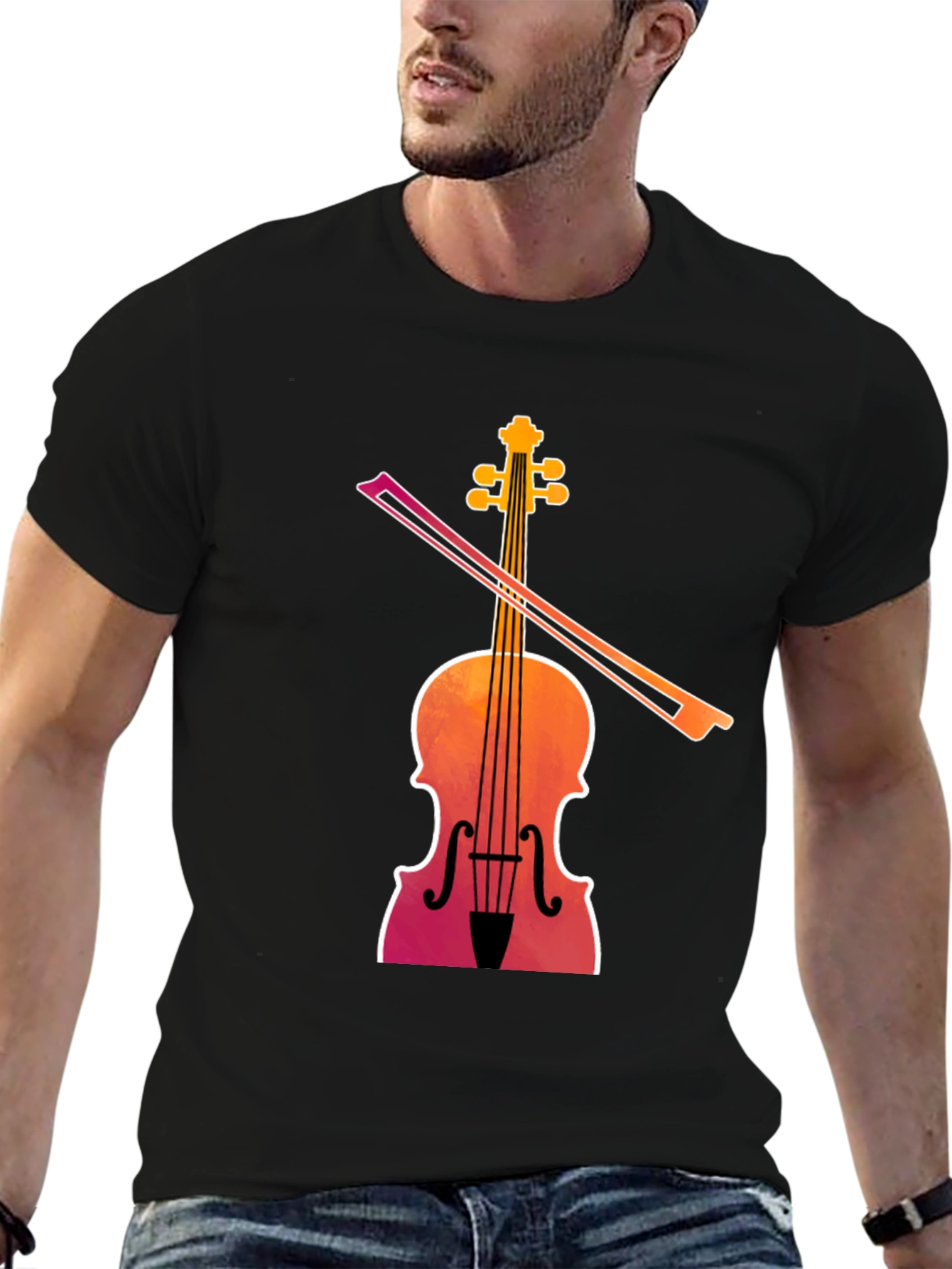 Black Violin Graphic Tee - Musical Instrument T-Shirt view 6