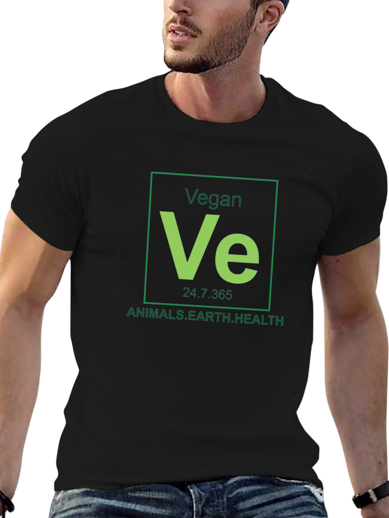 Black Vegan Periodic Table Black T-Shirt view 6