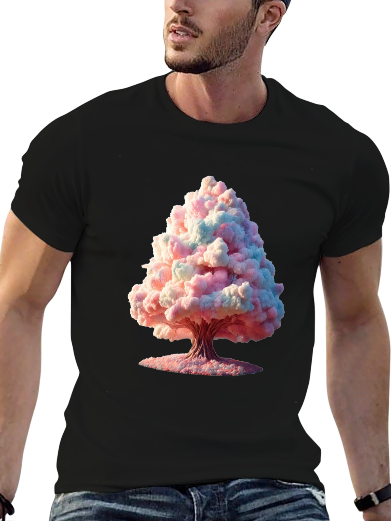 Black Cotton Candy Tree Graphic Black Tee view 6