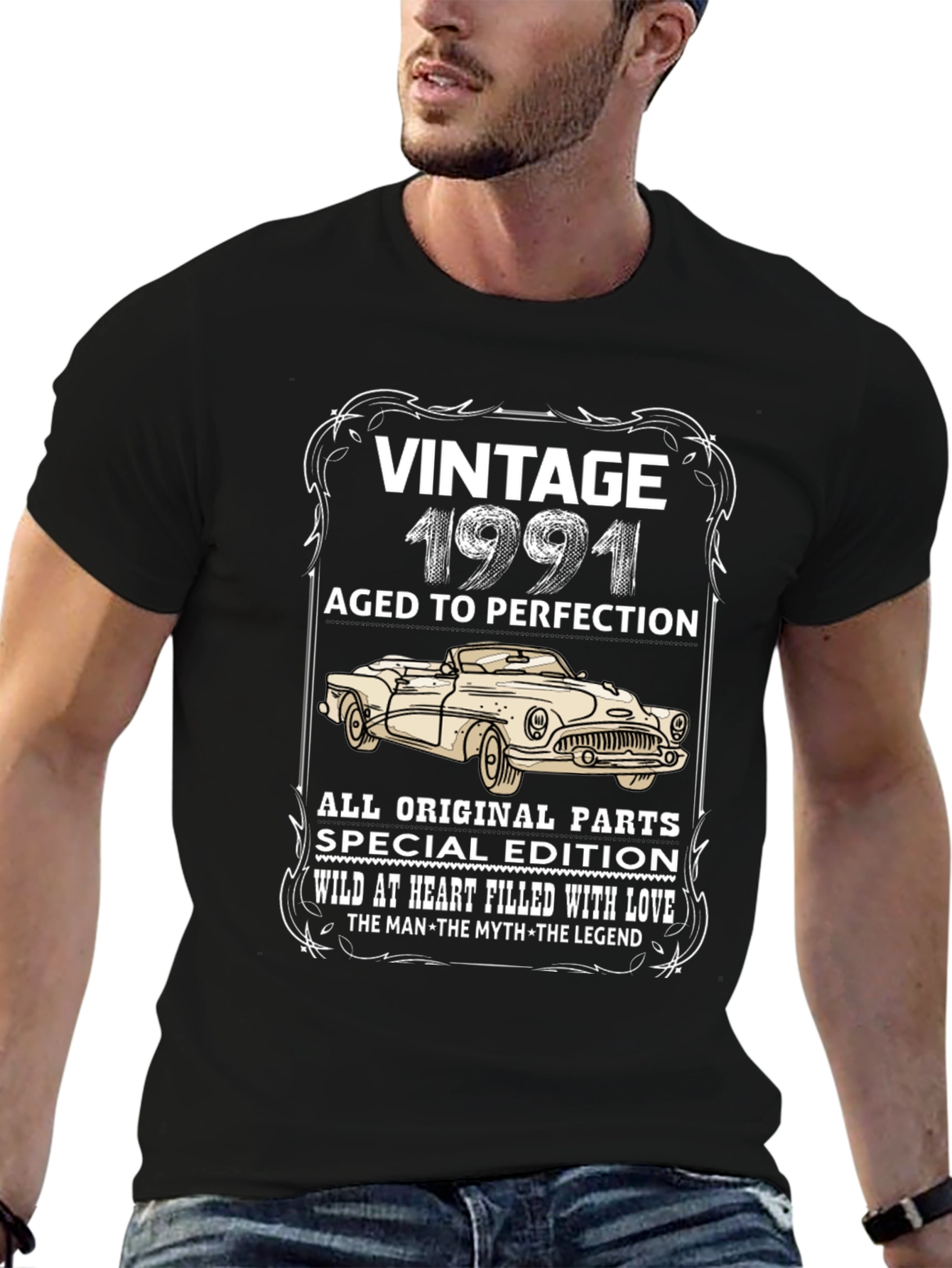 Black Vintage 1991 Aged to Perfection T-Shirt view 6