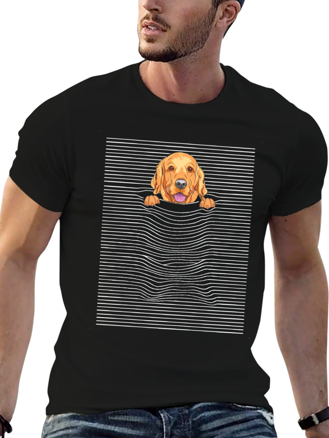 Black Golden Retriever Peek-a-Boo T-Shirt view 6