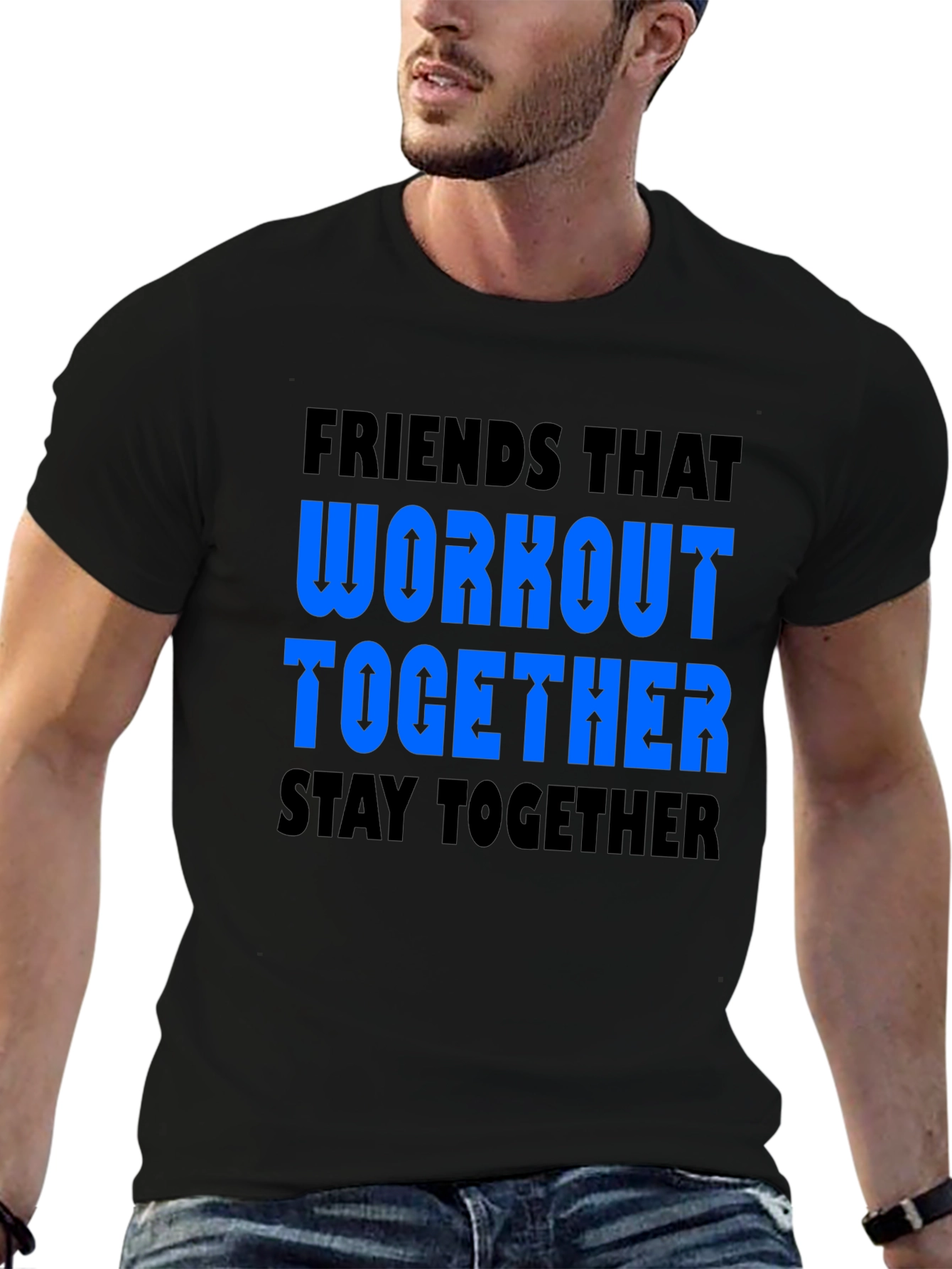 Black Friends Workout Together Graphic Tee - Black view 6