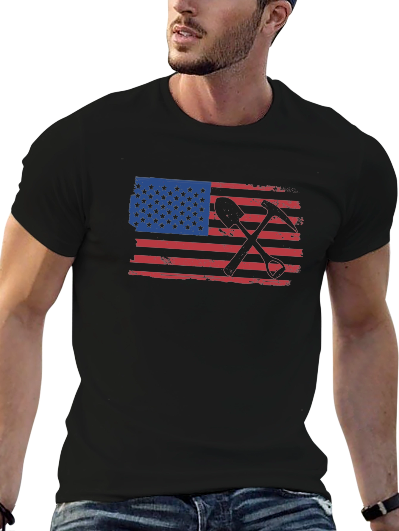Black American Miner T-Shirt - Black Graphic Tee view 6