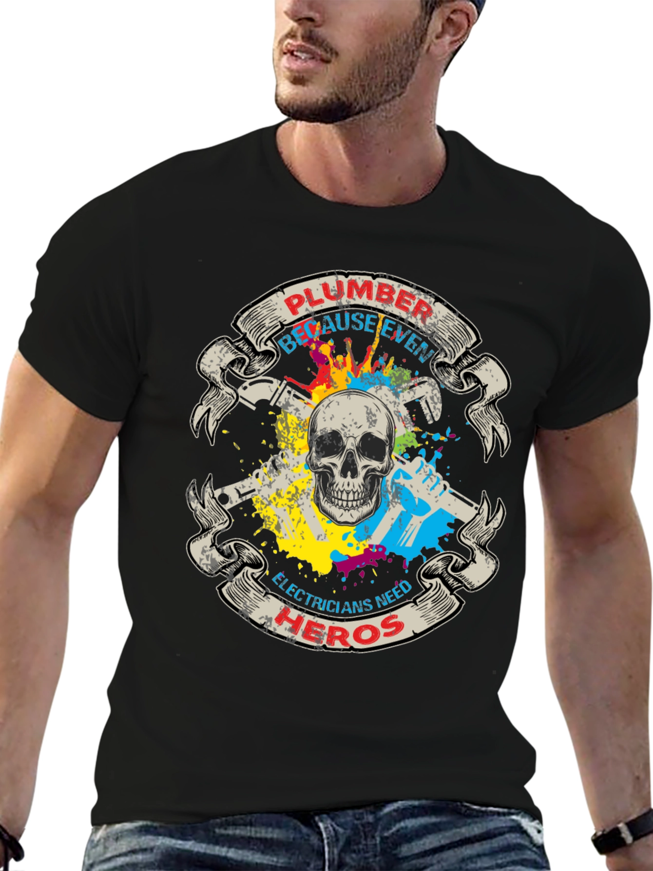Black Plumber Hero T-Shirt view 6