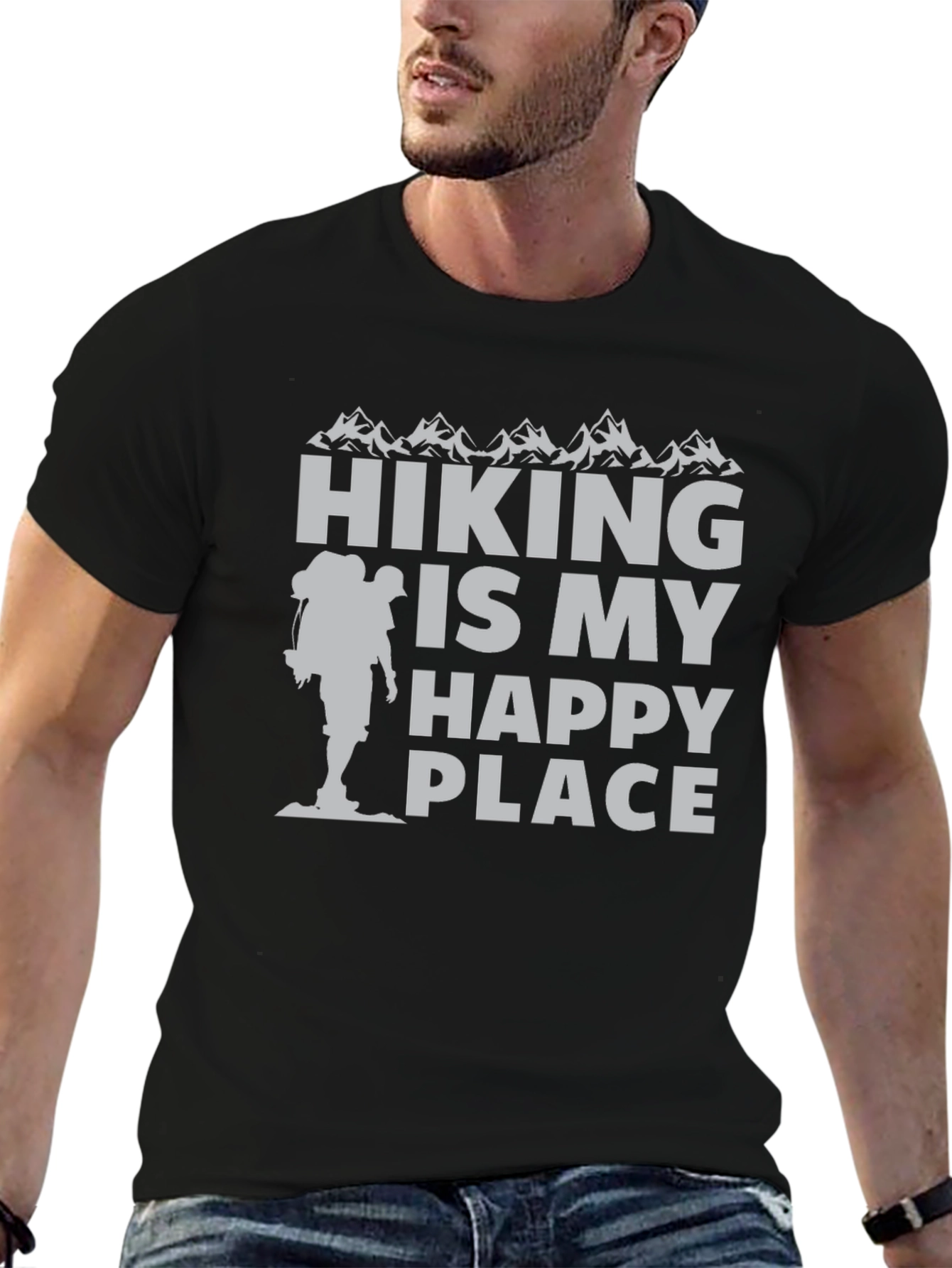 Black Hiking Is My Happy Place T-Shirt view 6