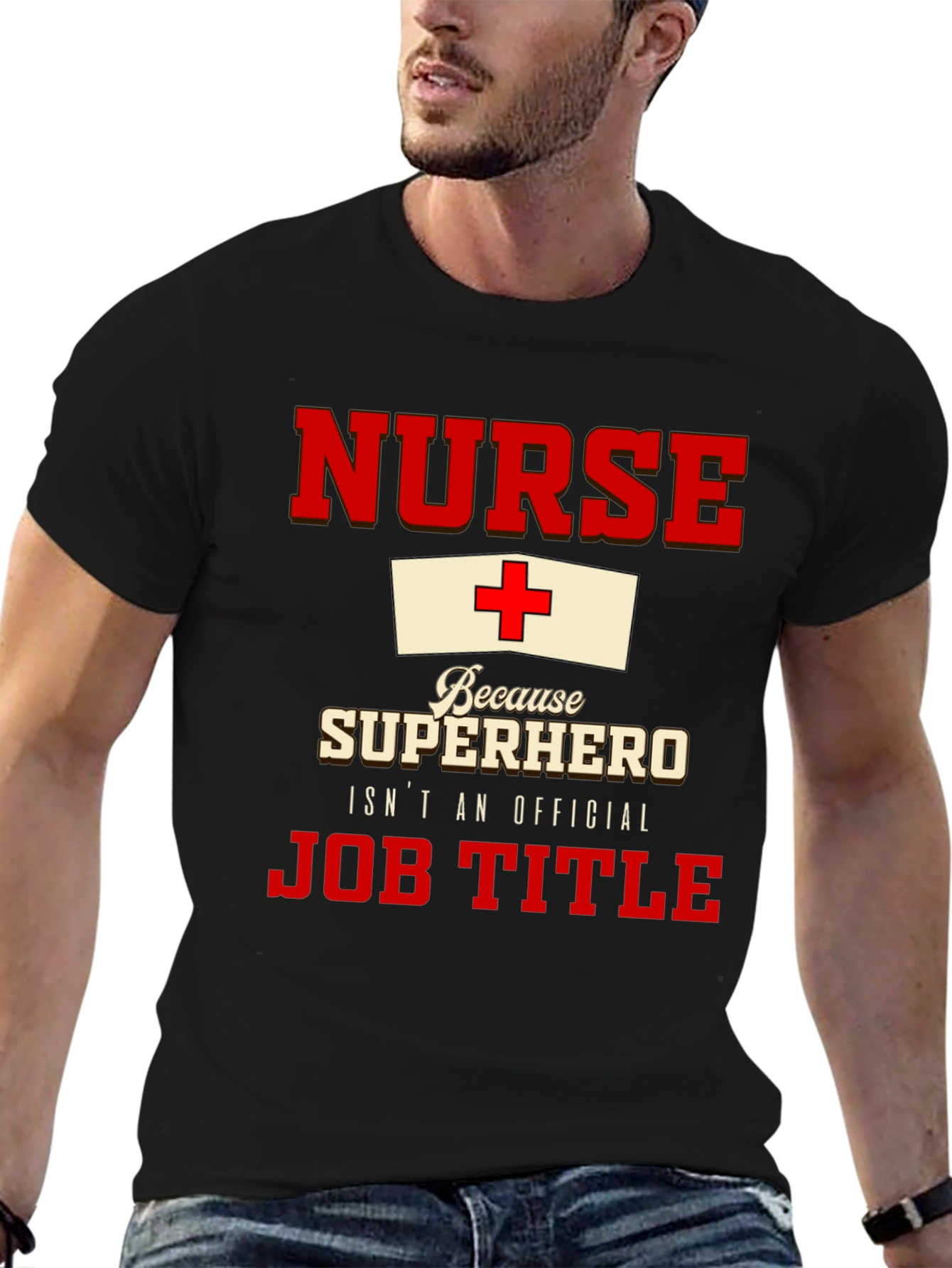 Black Nurse Superhero T-Shirt - Official Job Title view 6