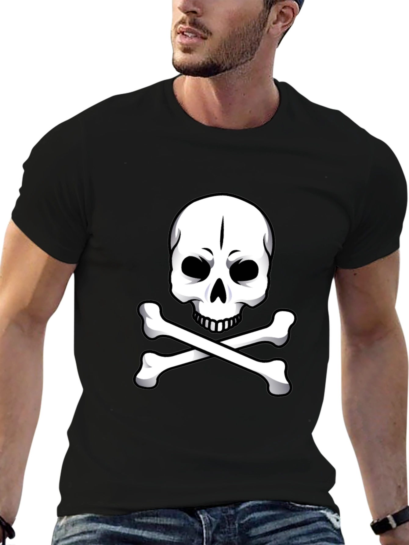 Black Skull & Crossbones Graphic Tee - Pirate Style! view 6
