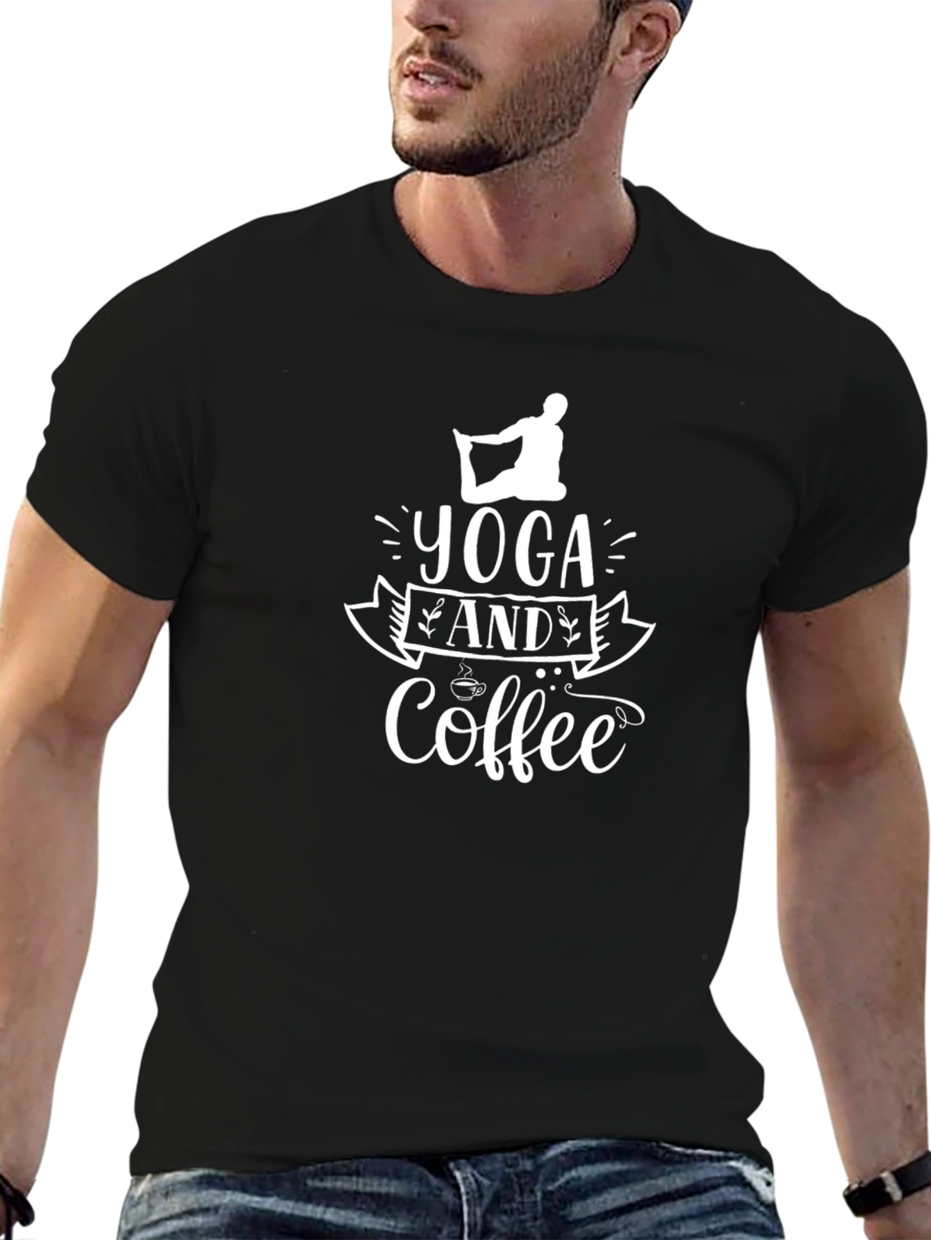 Black Yoga & Coffee T-Shirt view 6