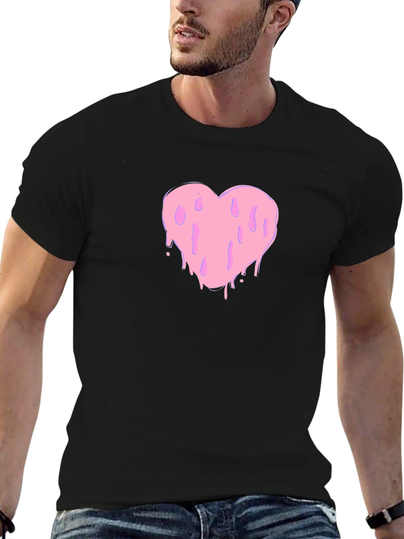 Black Melting Heart Graphic Black Tee view 6