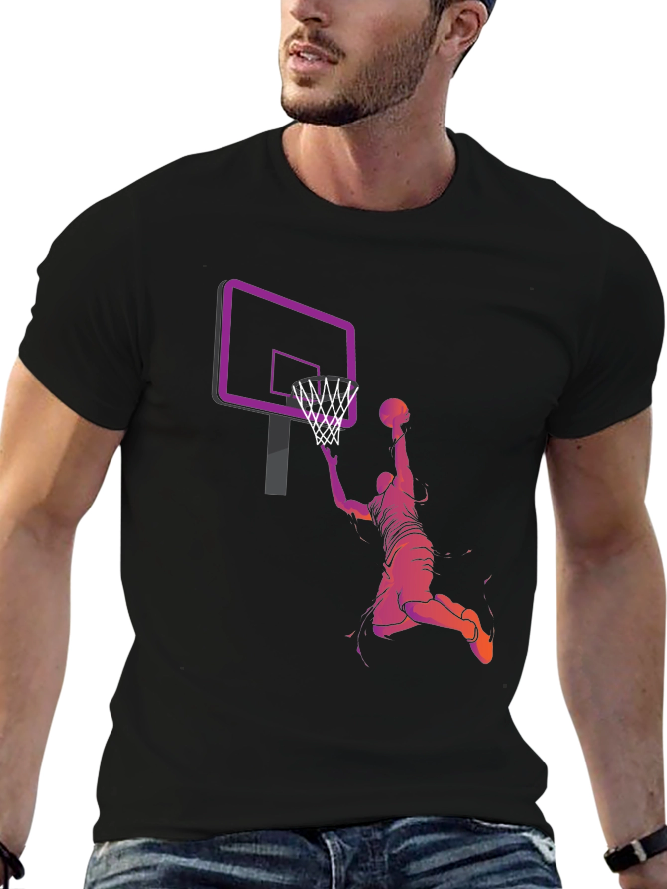 Black Basketball Dunk Graphic T-Shirt view 6