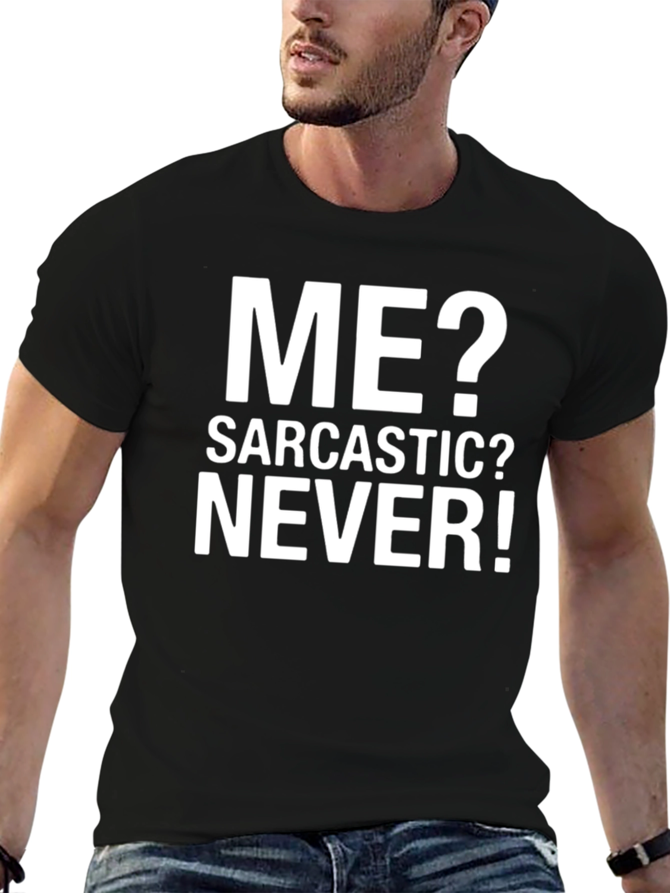 Black Sarcastic? Never! Graphic Tee - Black Cotton Blend view 6