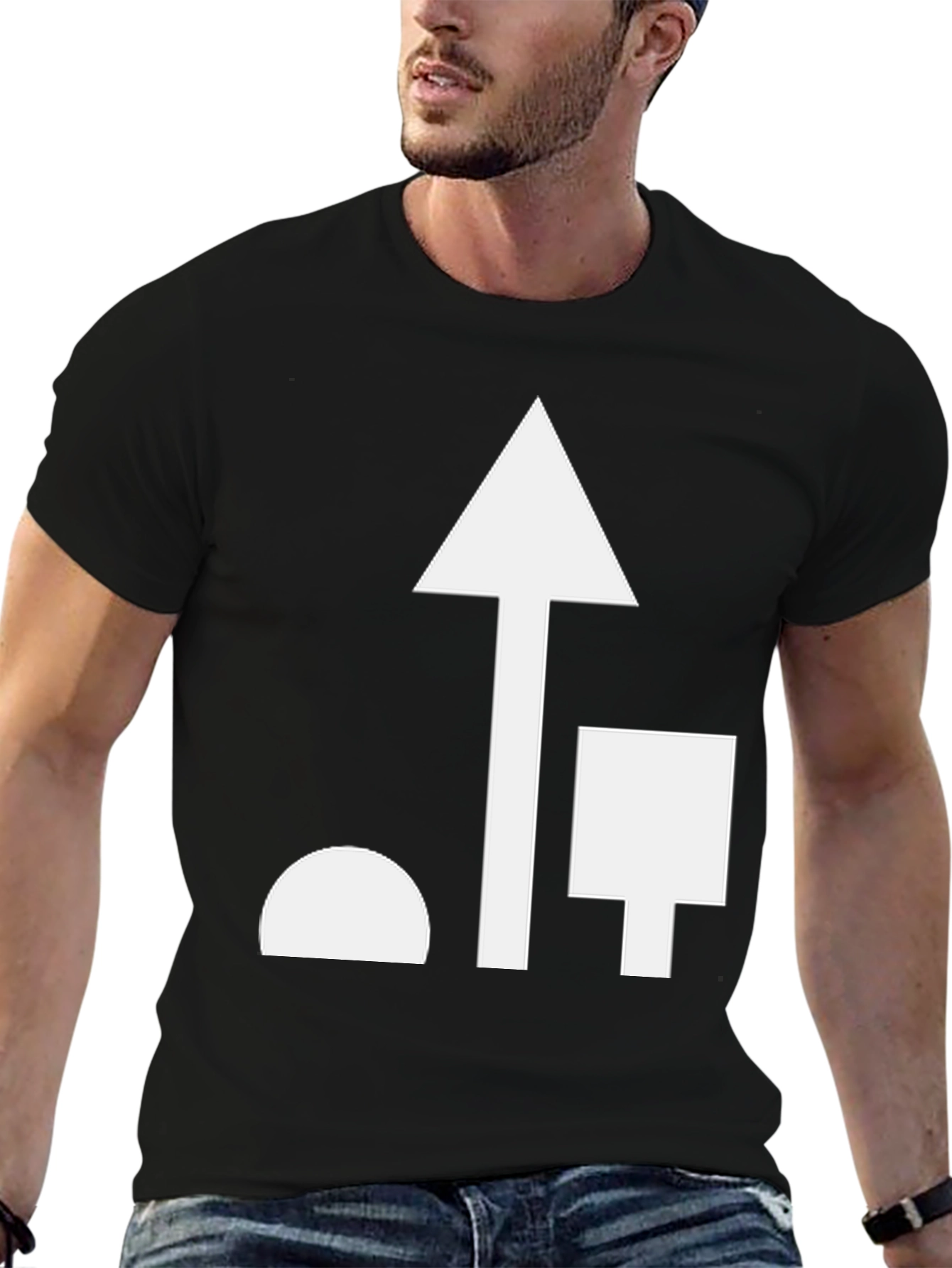 Black Abstract Graphic Black T-Shirt view 6