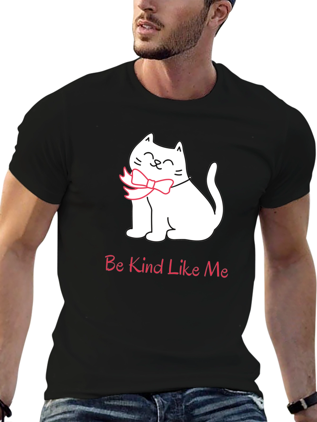Black Be Kind Like Me T-Shirt - Cat Bow Tie Tee view 6