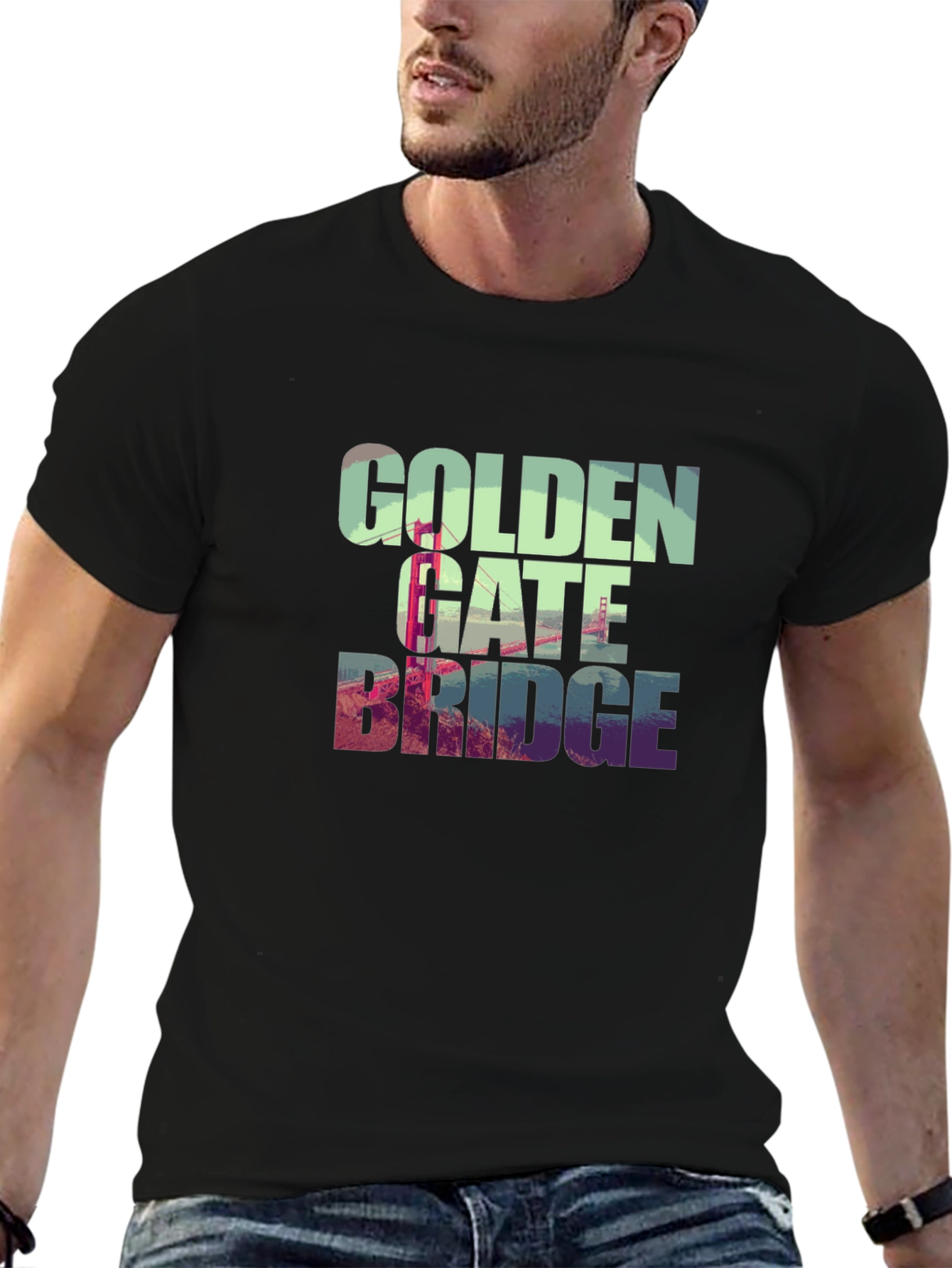 Black Golden Gate Bridge Graphic Tee - Black T-Shirt view 6