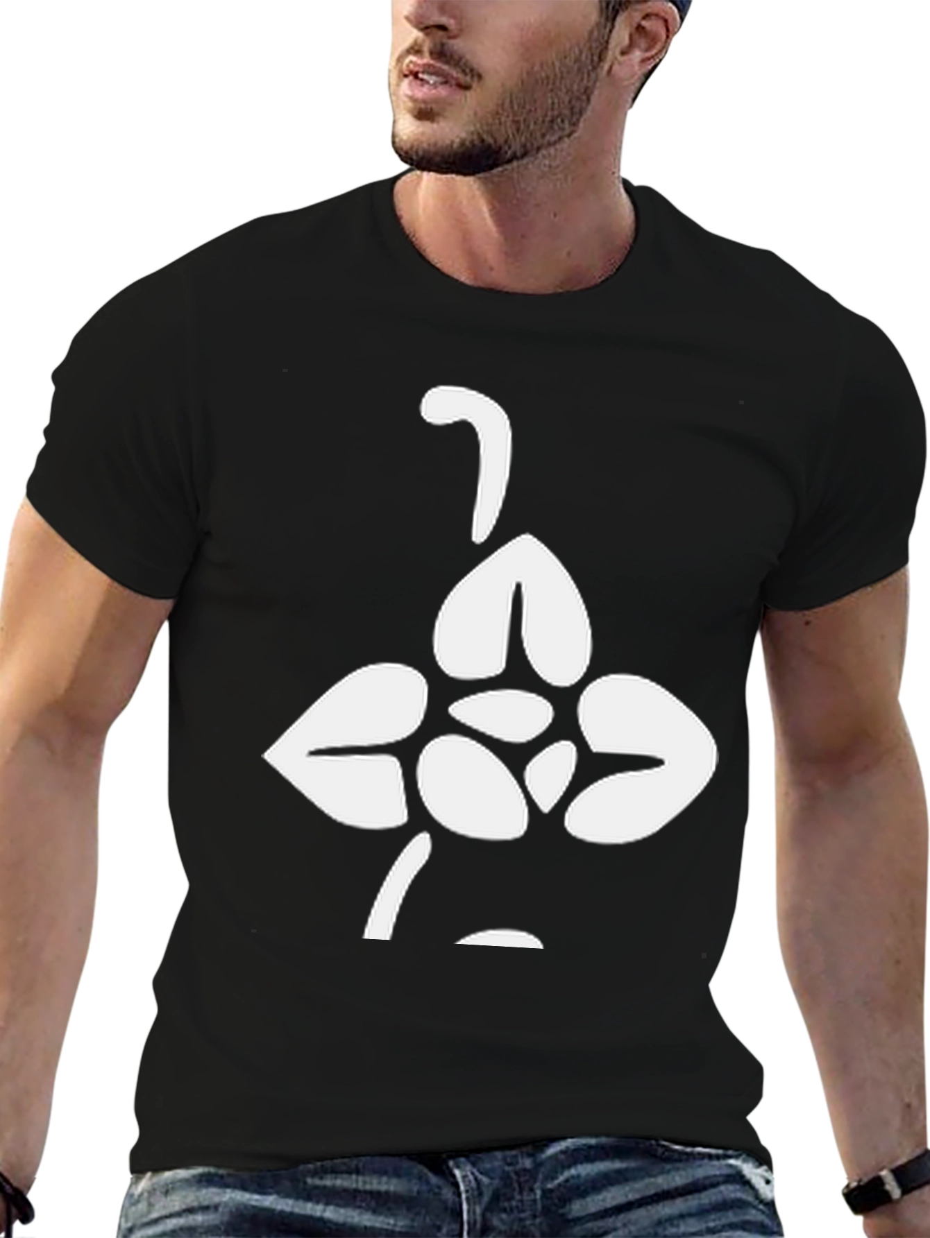 Black Abstract Graphic Print Black Crew Neck T-Shirt view 6