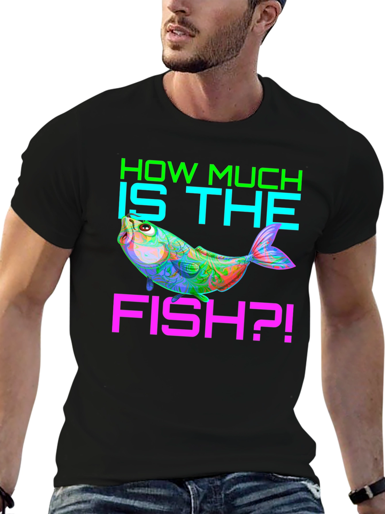 Black How Much is the Fish? Men's Graphic T-Shirt view 6
