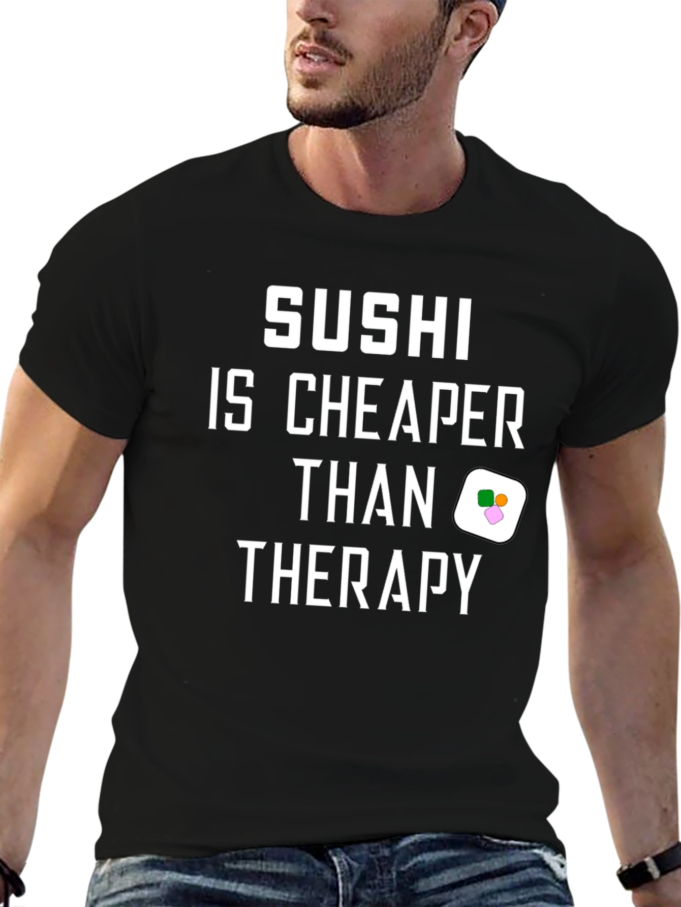 Black Sushi is Cheaper Than Therapy Black Graphic T-Shirt view 6