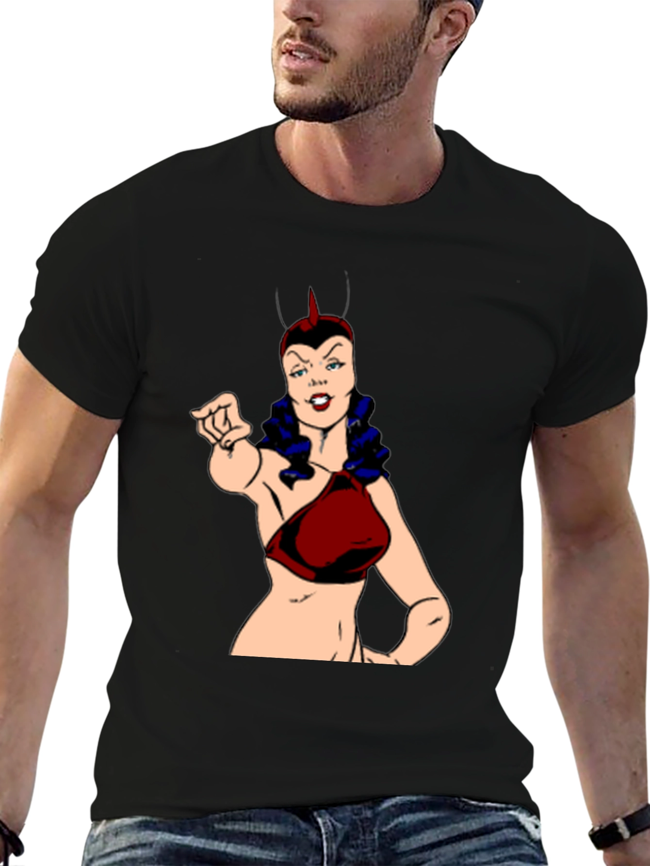 Black Cartoon Villain T-Shirt: Bold Graphic Tee view 6