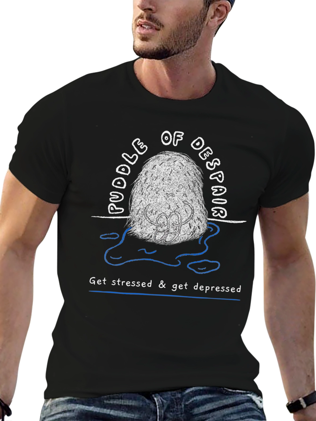 Black Puddle of Despair T-Shirt - Stress & Depression Tee view 6