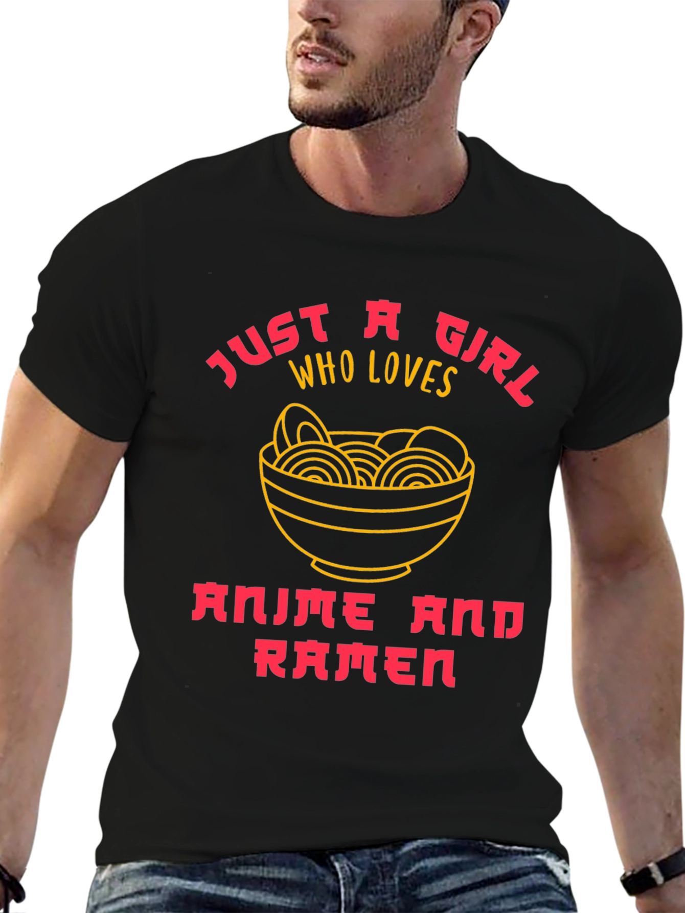 Black Anime and Ramen T-Shirt - Just a Girl Who Loves view 6