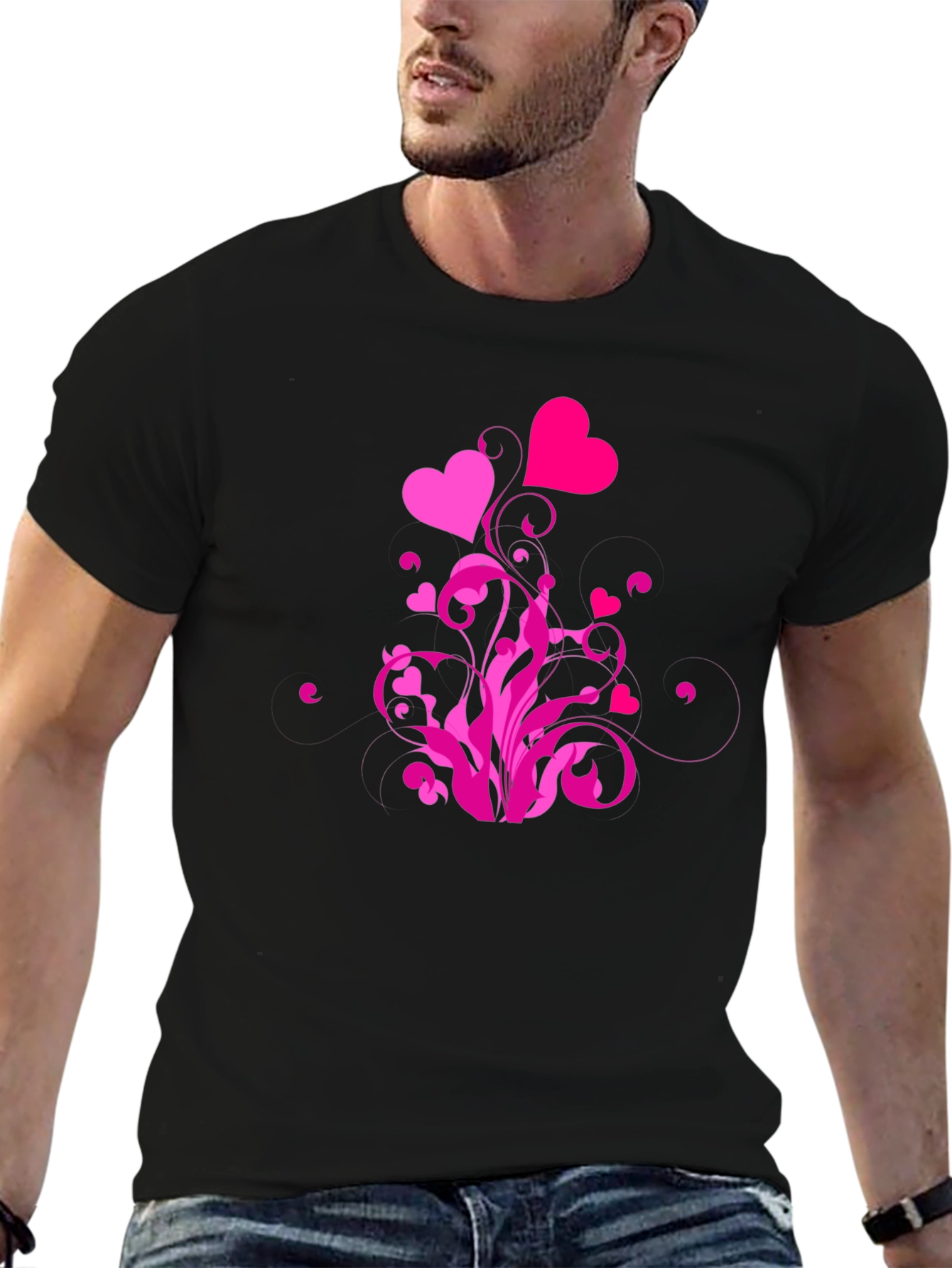 Black Heart Swirl Graphic Black T-Shirt view 6