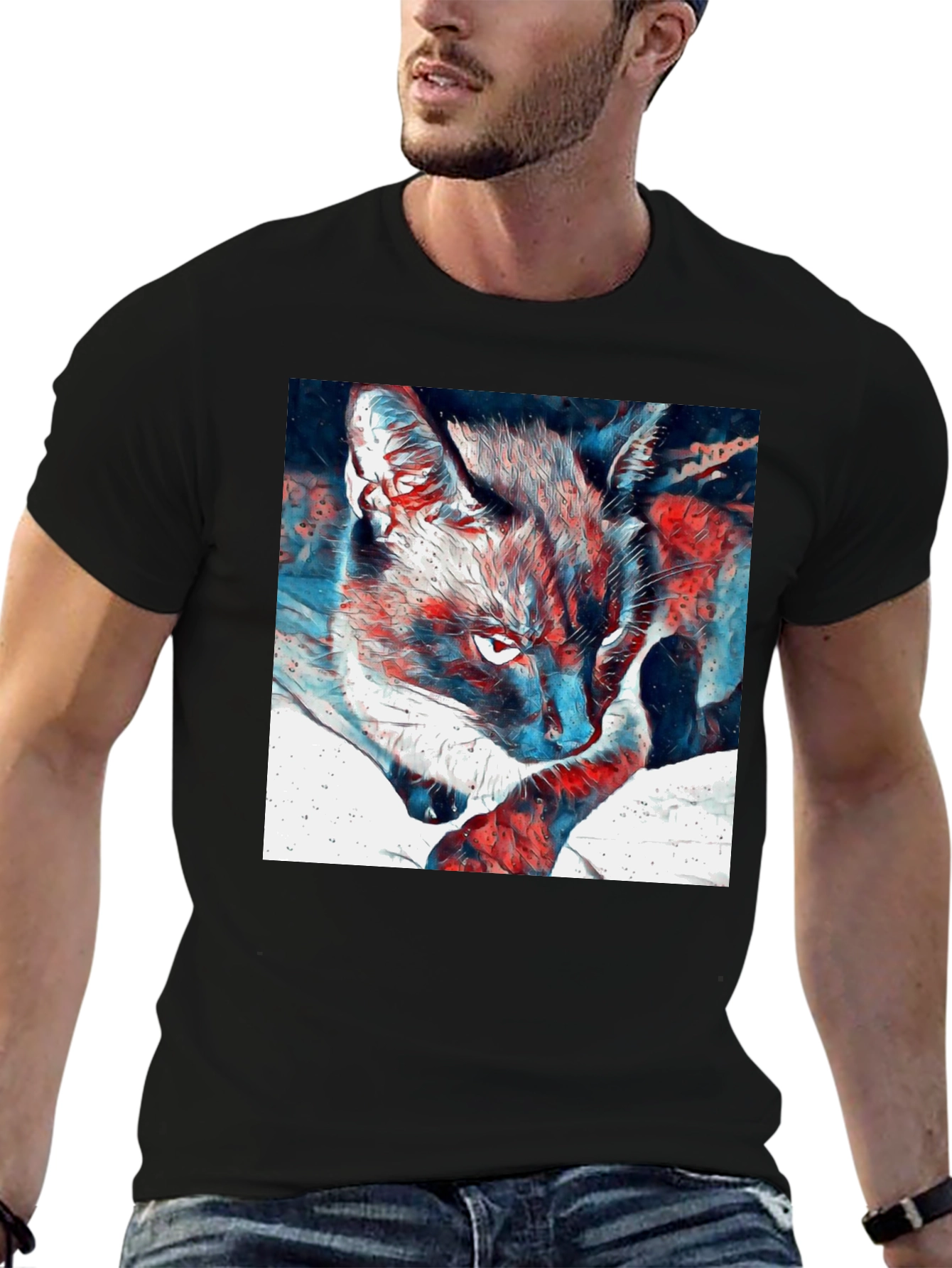 Black Cat Graphic T-Shirt - Cool Animal Tee view 6