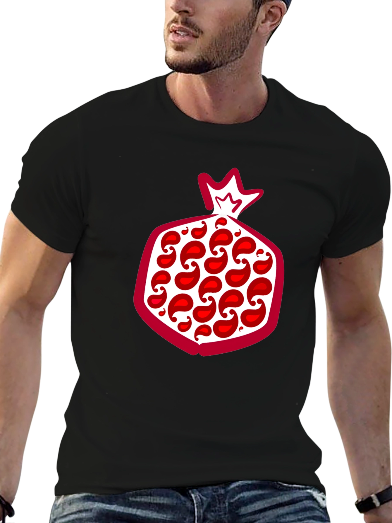 Black Pomegranate Graphic Tee - Stylish Fruit Design T-Shirt view 6
