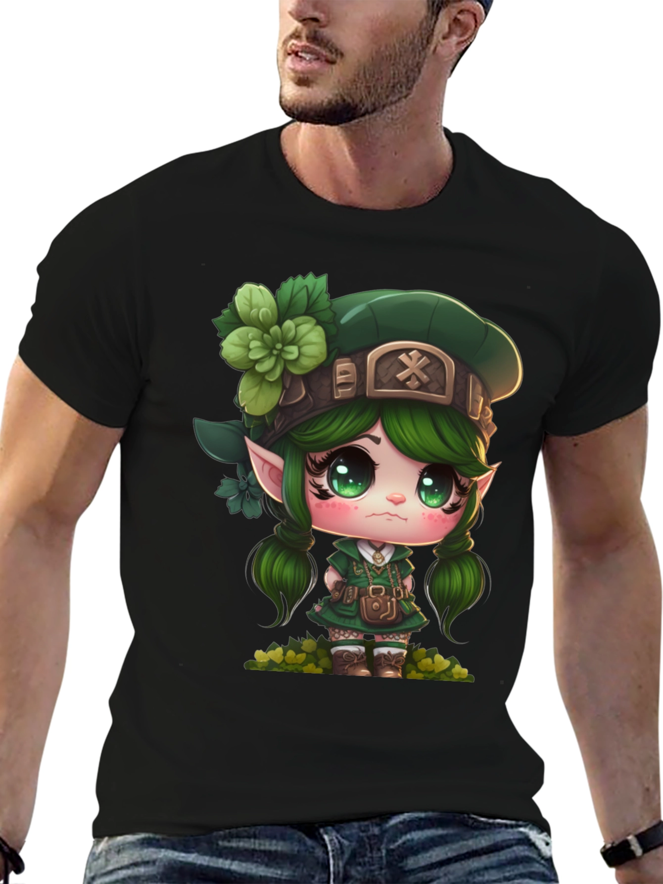 Black Lucky Leprechaun Girl's T-Shirt view 6