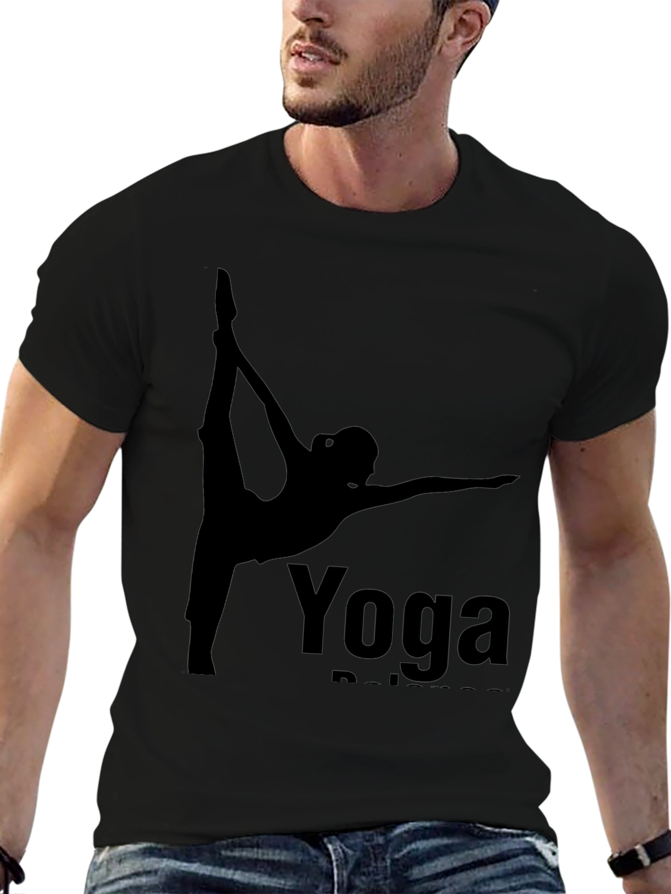 Black Yoga Balance Black T-Shirt view 6