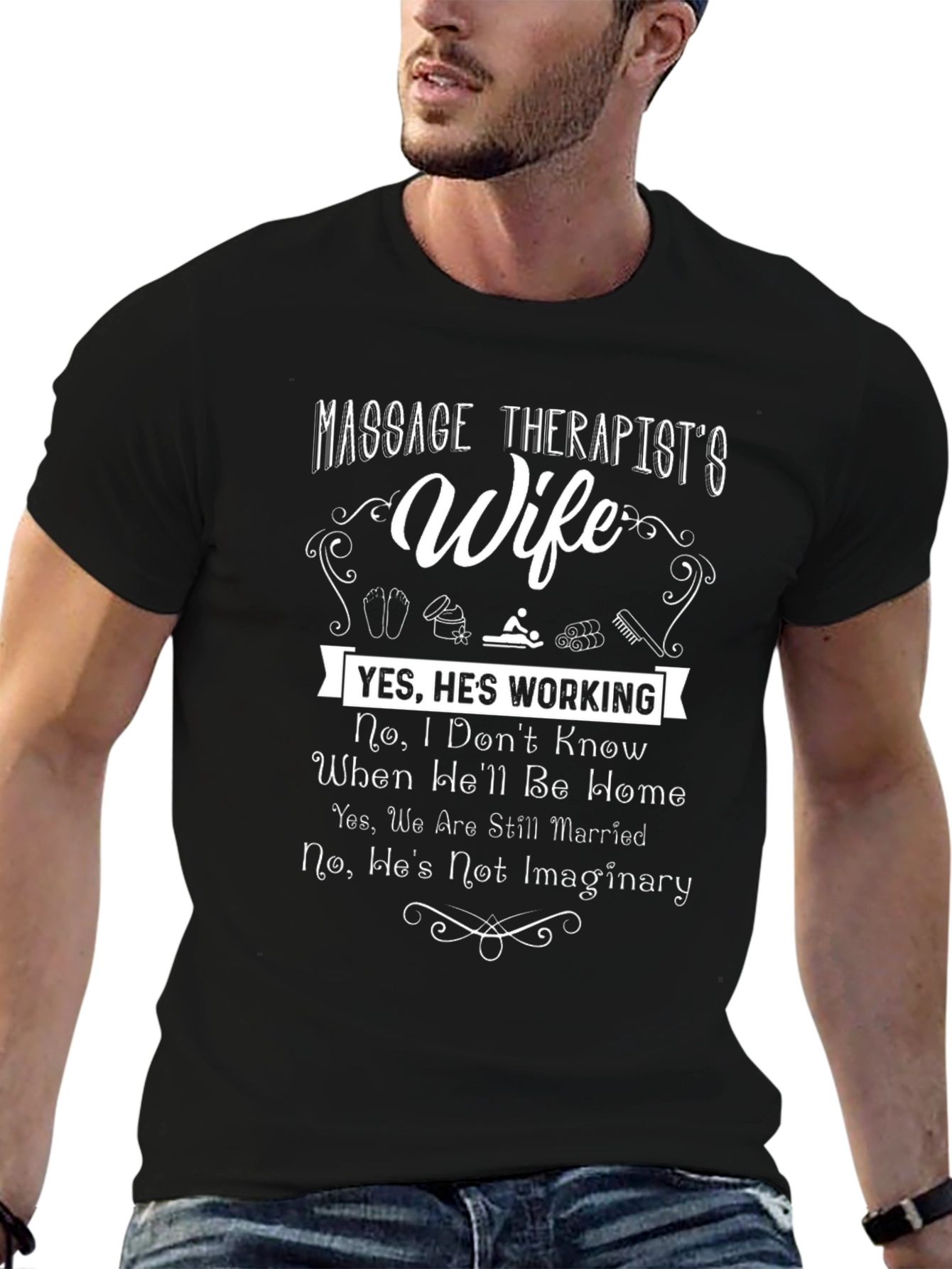 Black Massage Therapist's Wife T-Shirt view 6