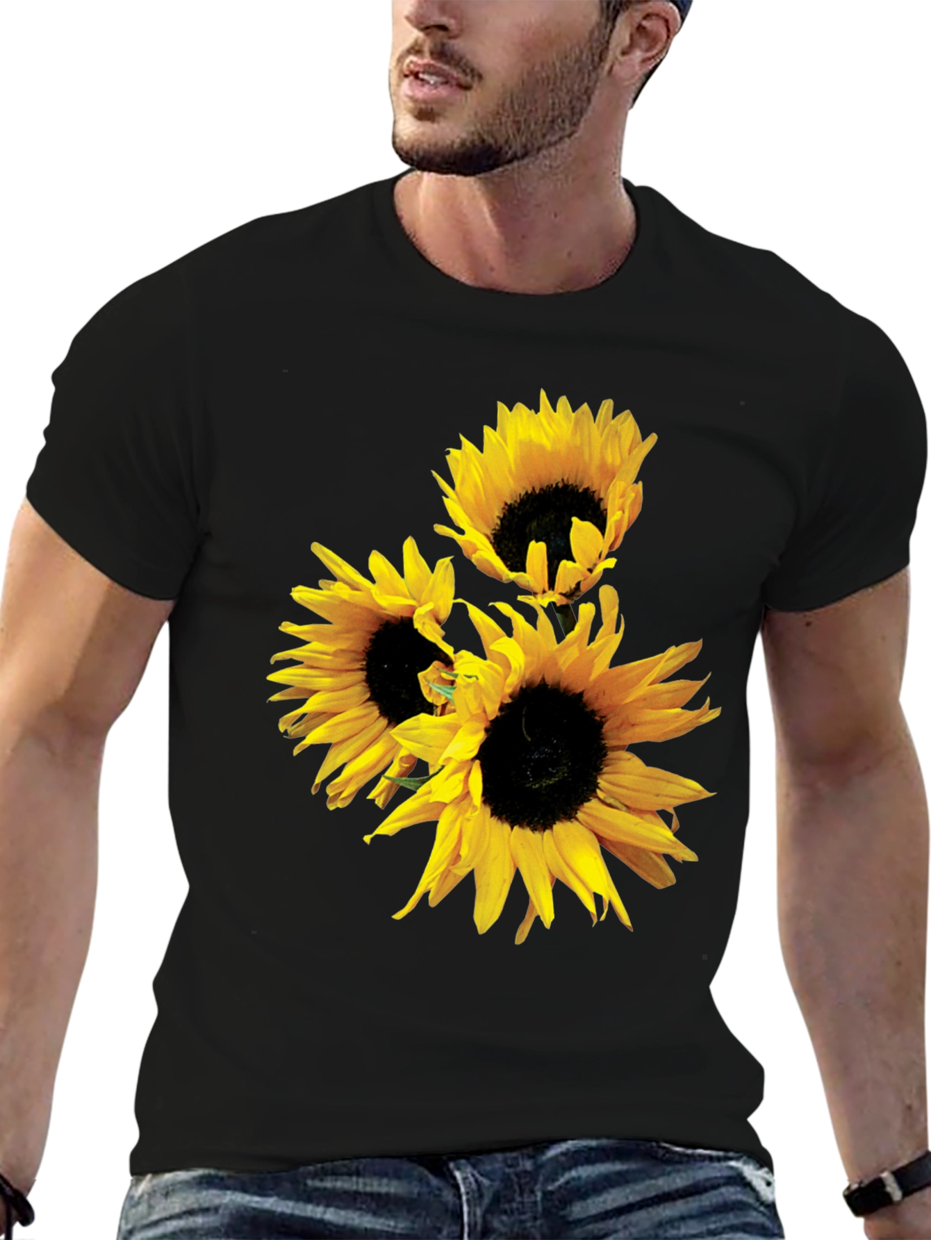 Black Sunflower Graphic Tee - Black Cotton Blend view 6