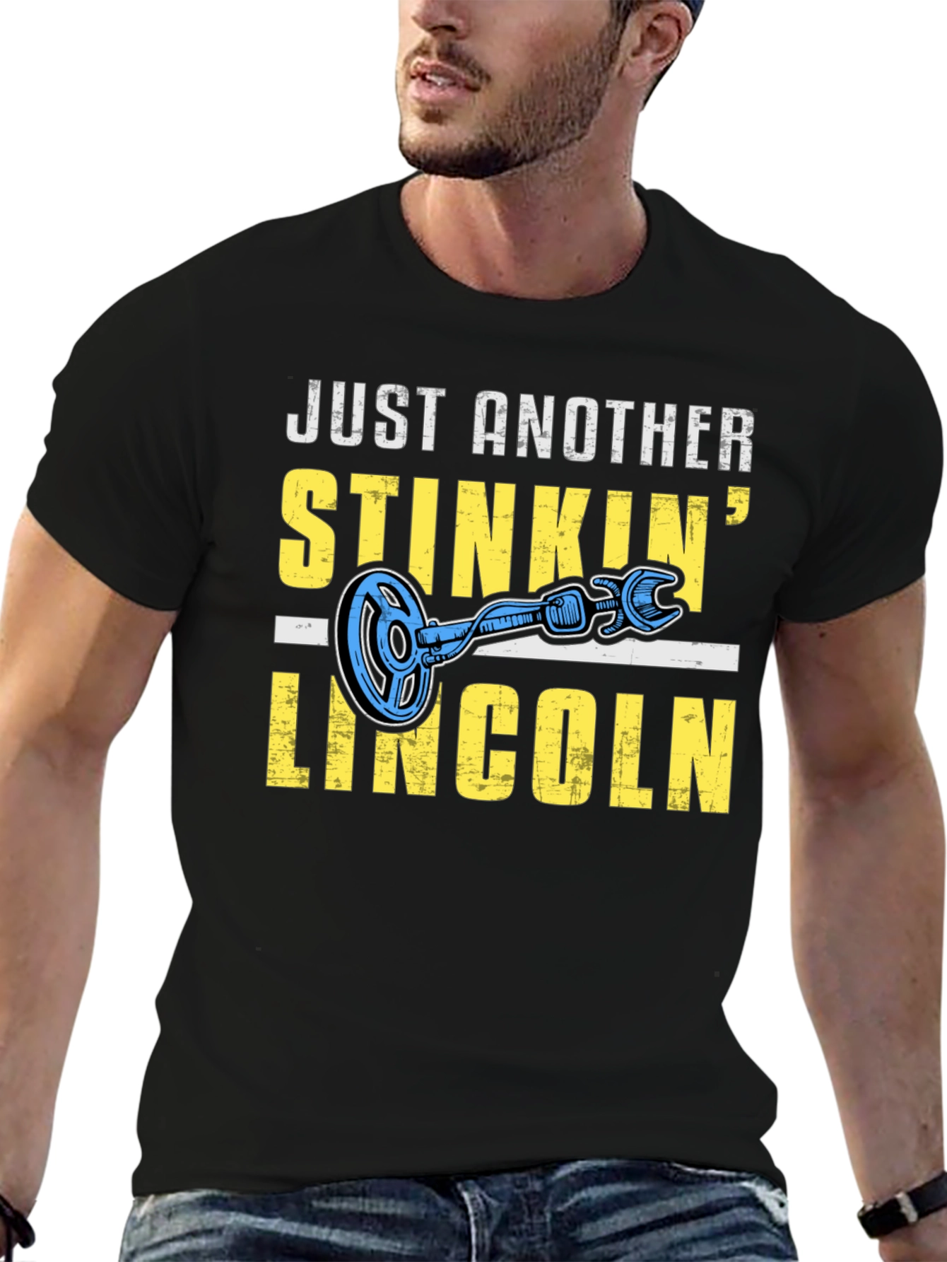 Black Stinkin' Lincoln T-Shirt - Metal Detecting view 6
