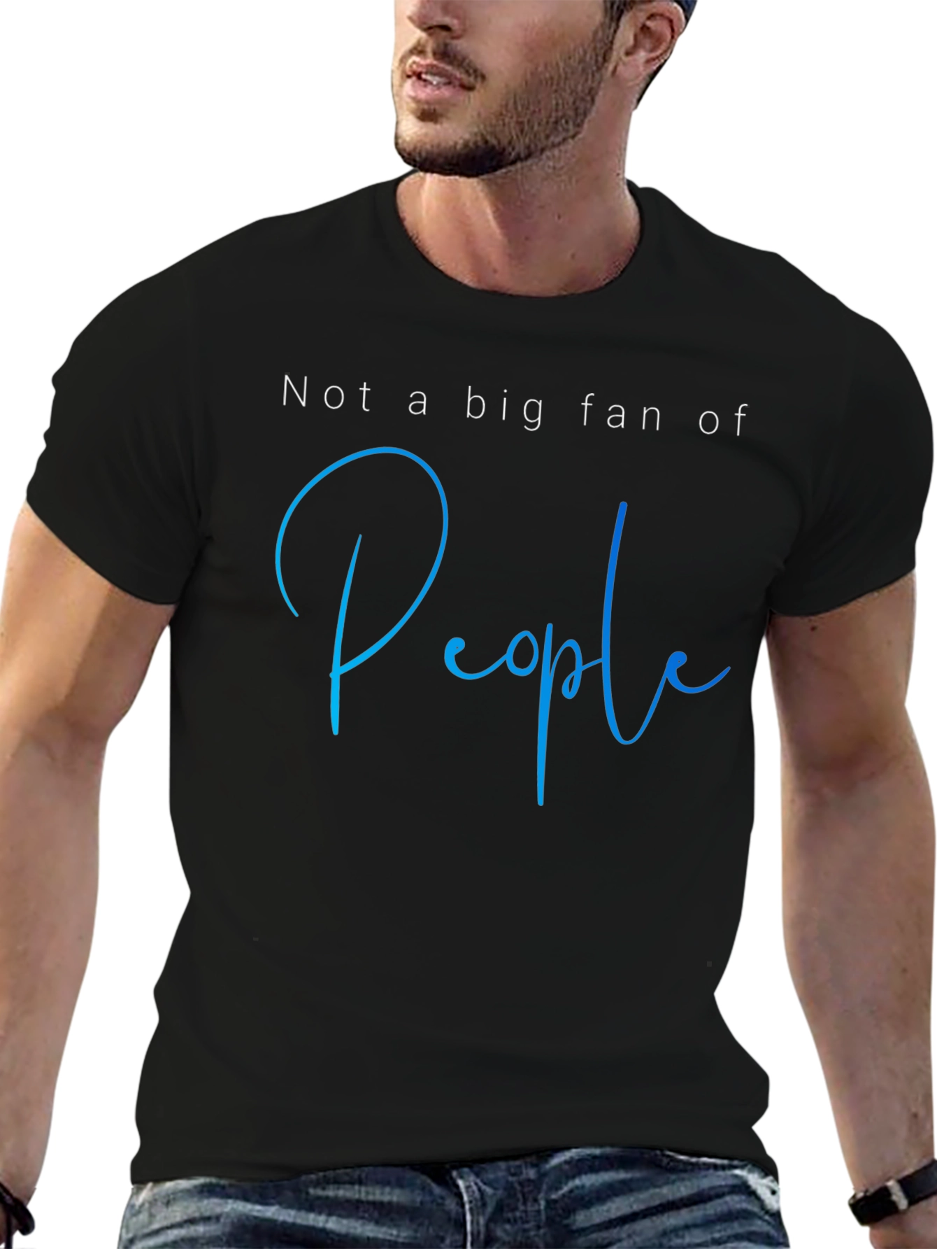 Black Not a Big Fan of People Graphic Tee view 6