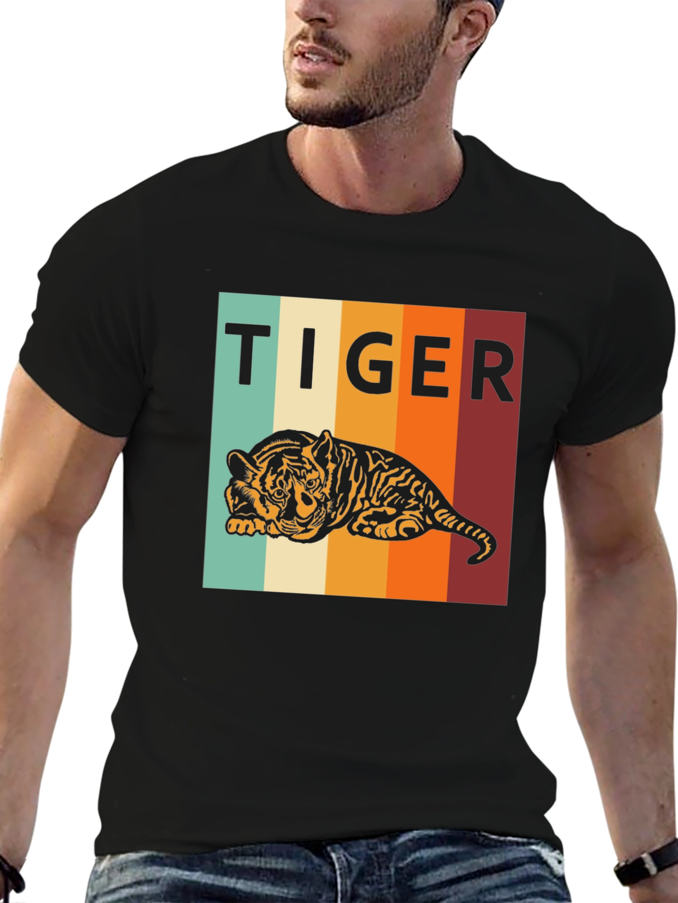 Black Retro Tiger Graphic Tee - Comfort Fit view 6