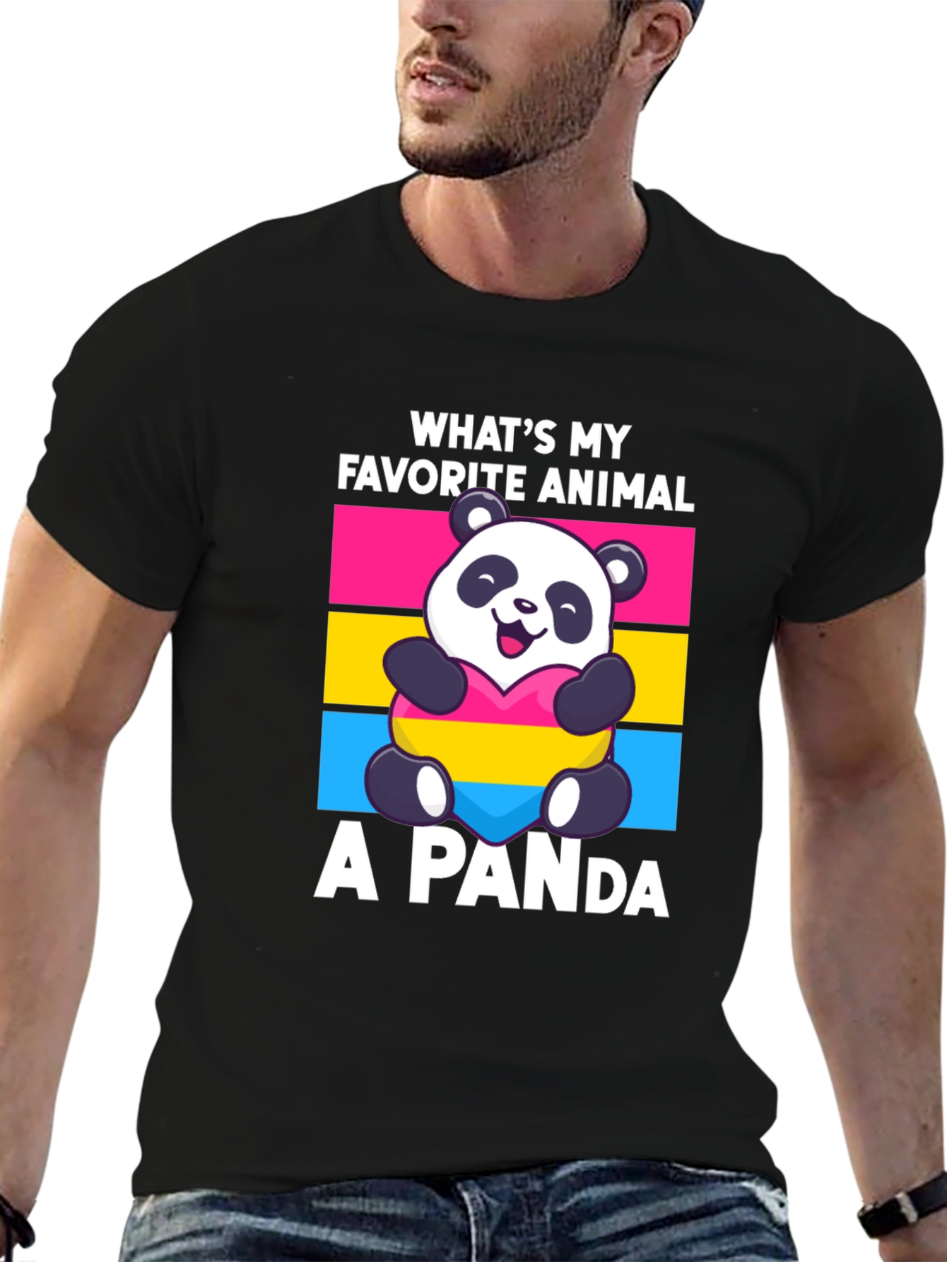Black Panda T-Shirt - What's My Favorite Animal view 6