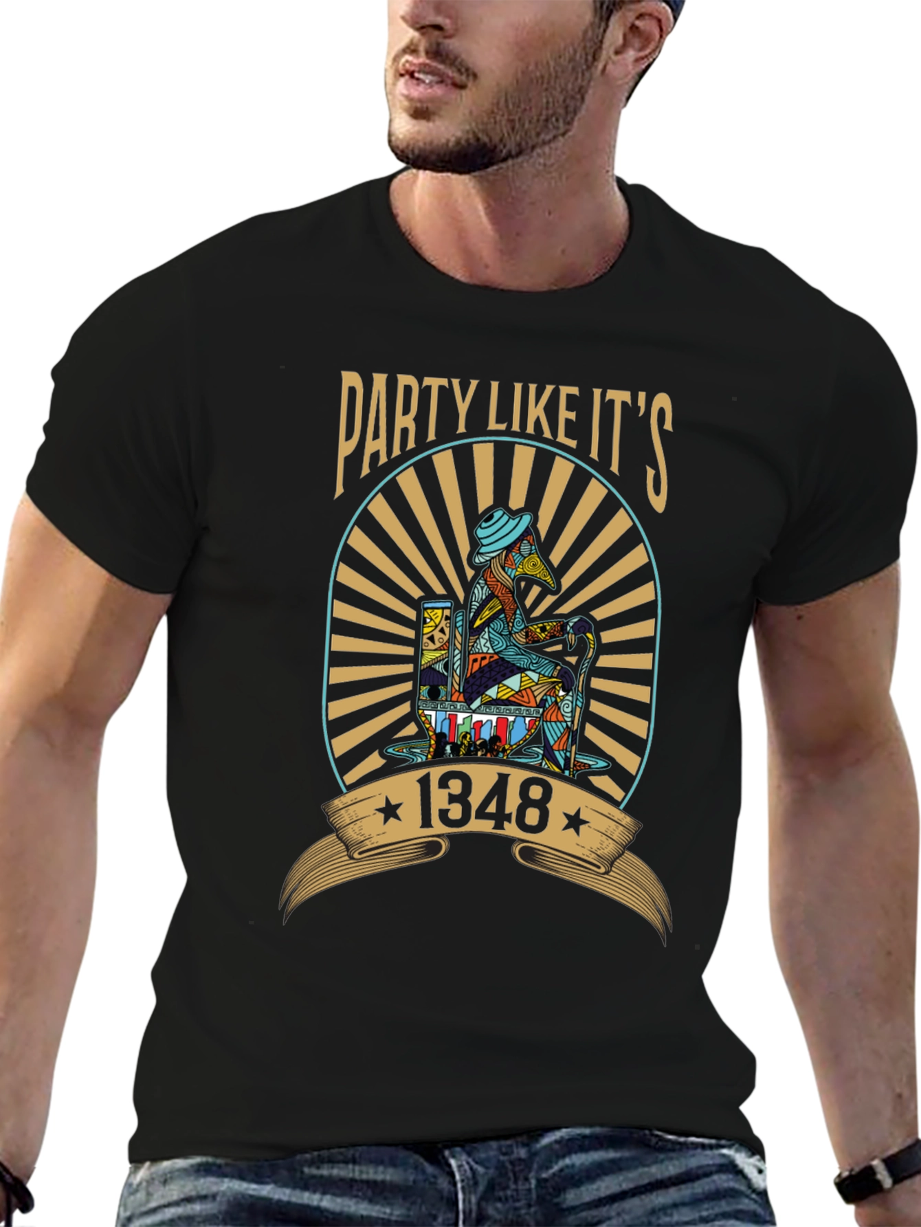 Black Party Like It's 1348 T-Shirt Black view 6