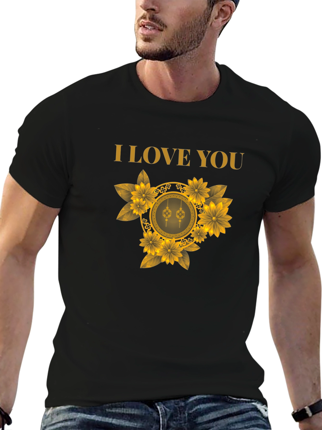 Black I Love You Floral T-Shirt view 6